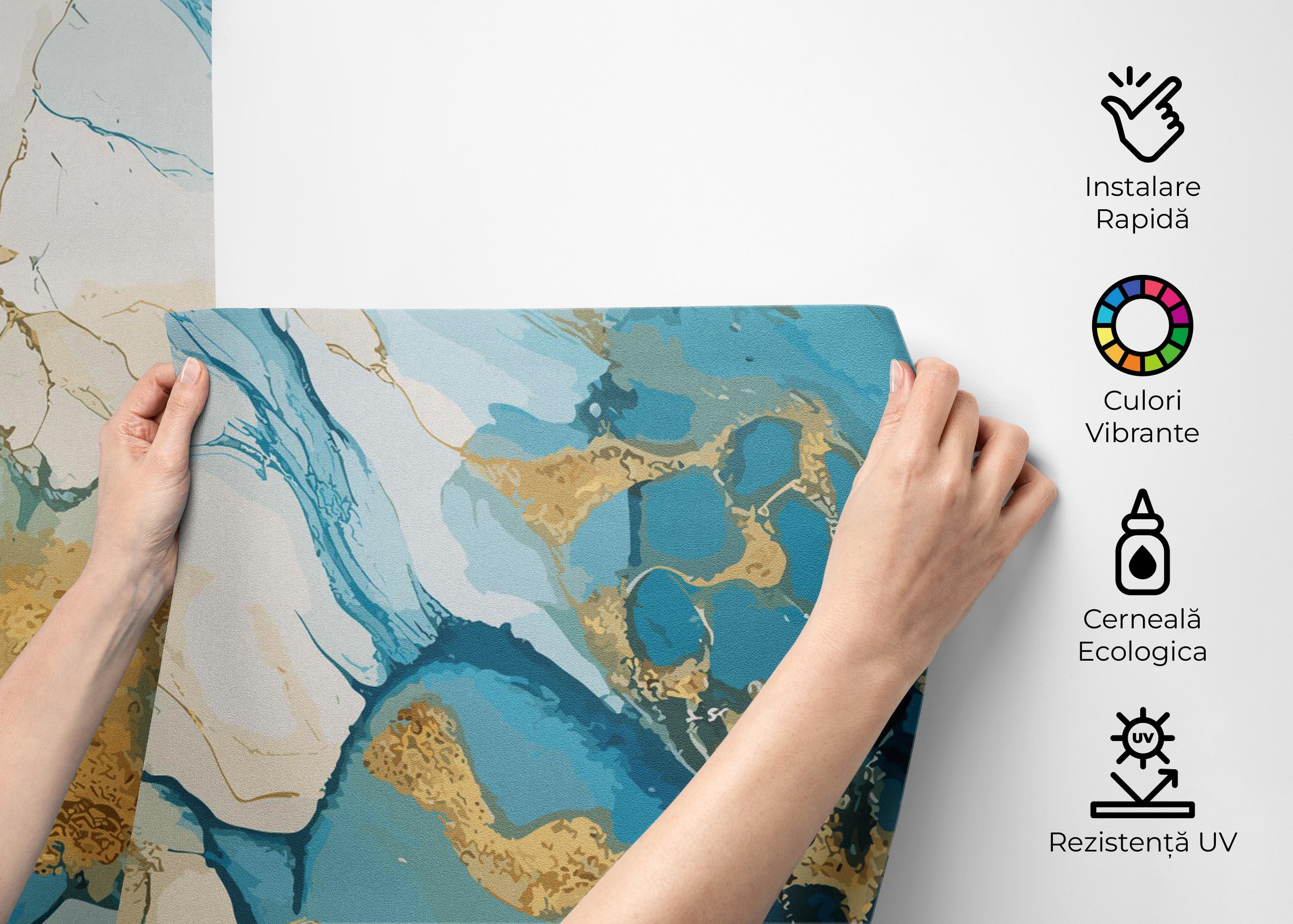 Fototapet Gold Marble Blue mockup 2