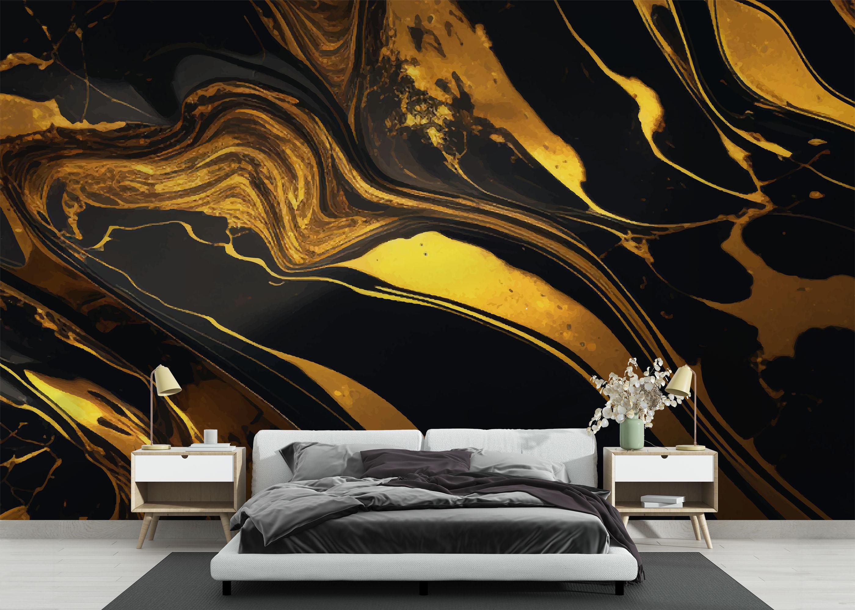 Fototapet Black Gold Marble mockup 3