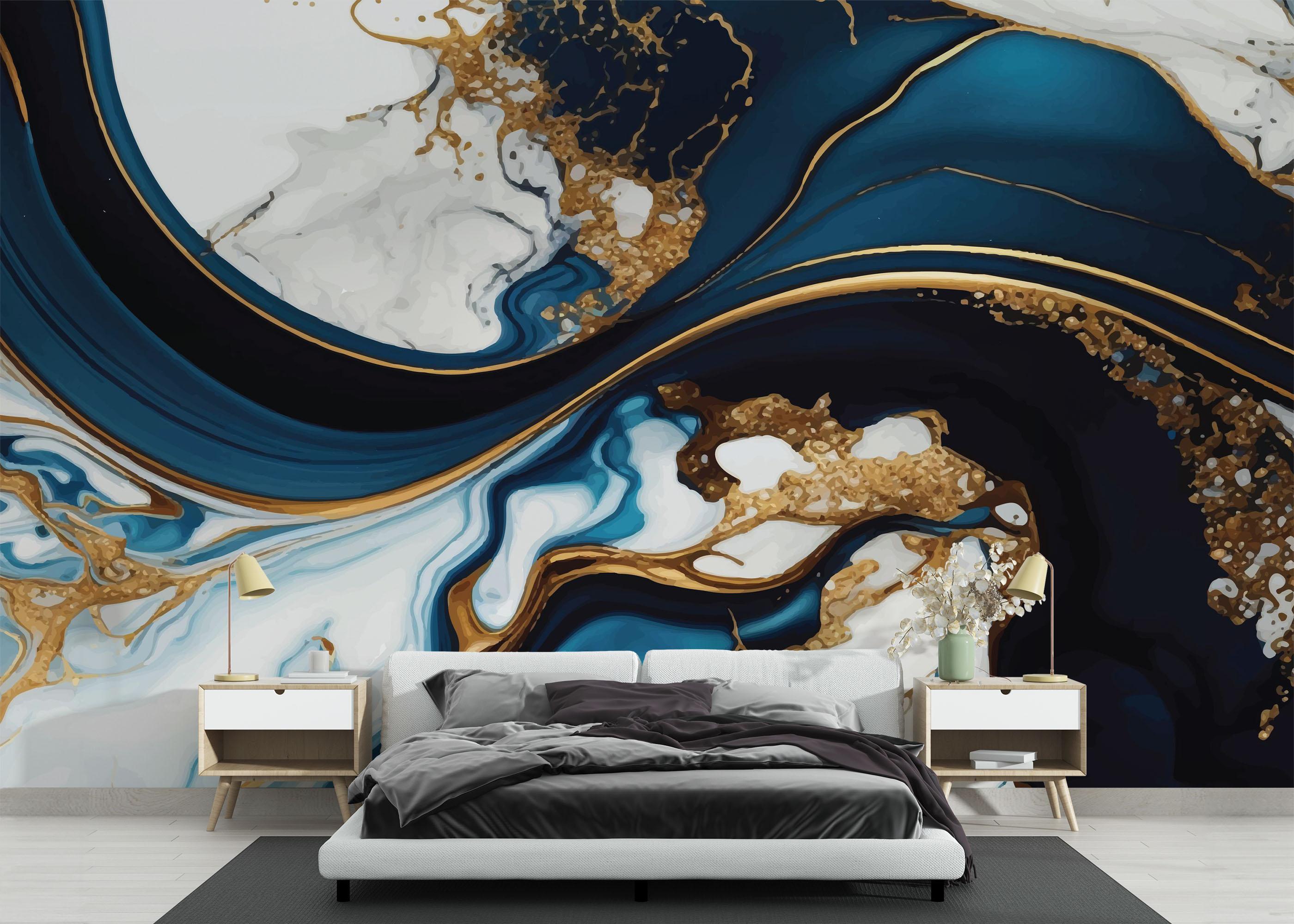 Fototapet Black Liquid Marble mockup 3