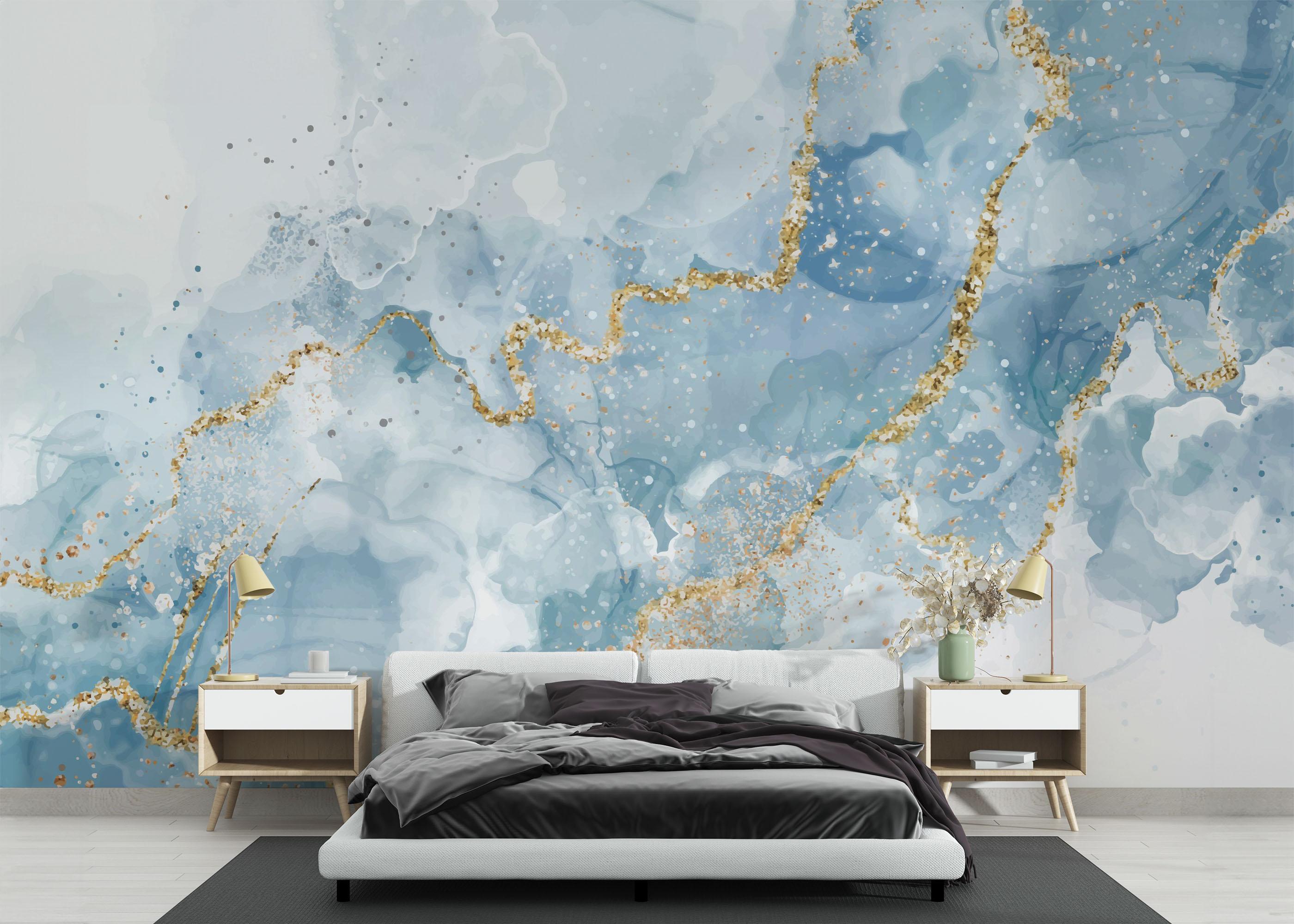 Fototapet Blue Marble Glitter mockup 3