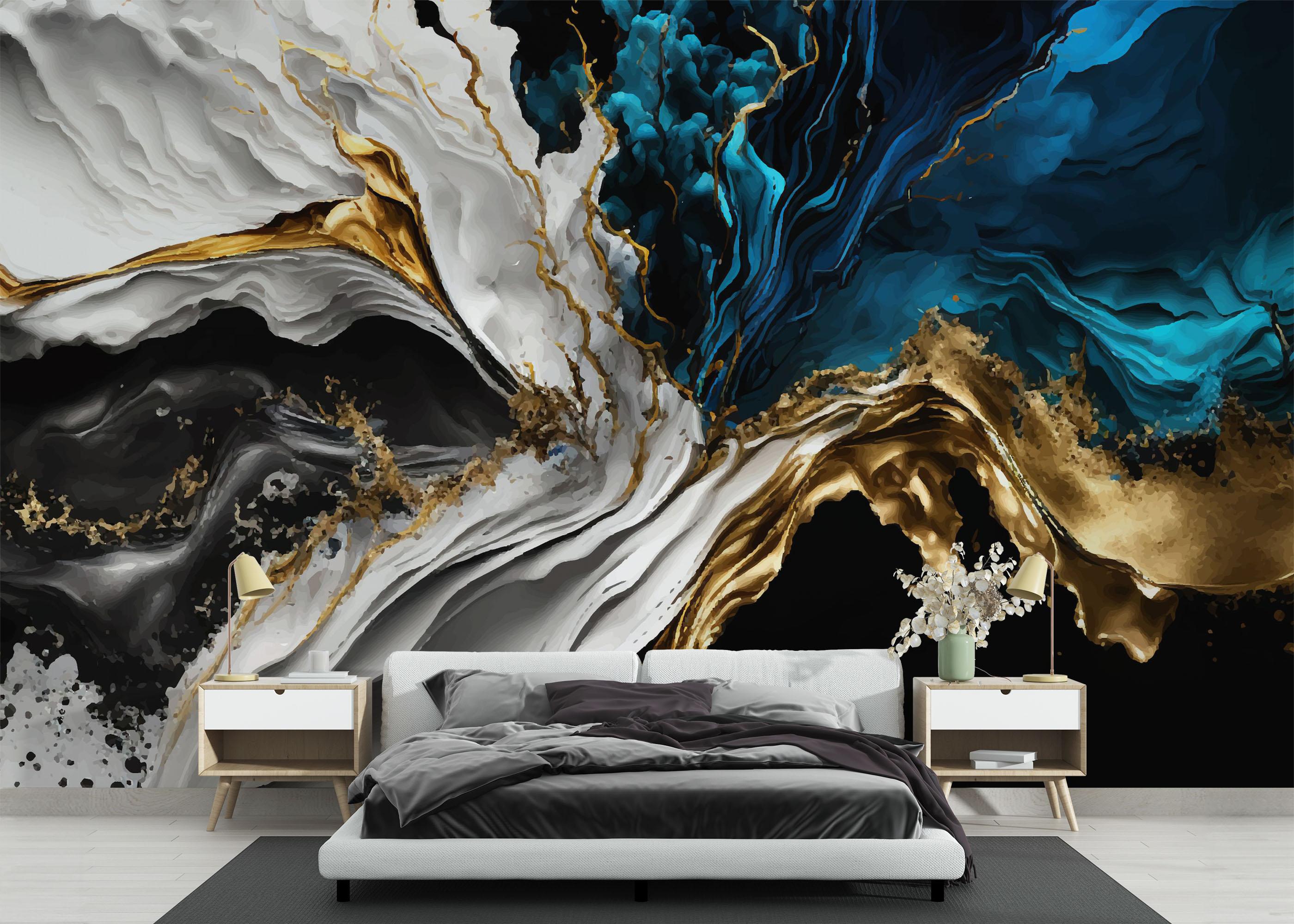 Fototapet Blue Splash Marble mockup 3