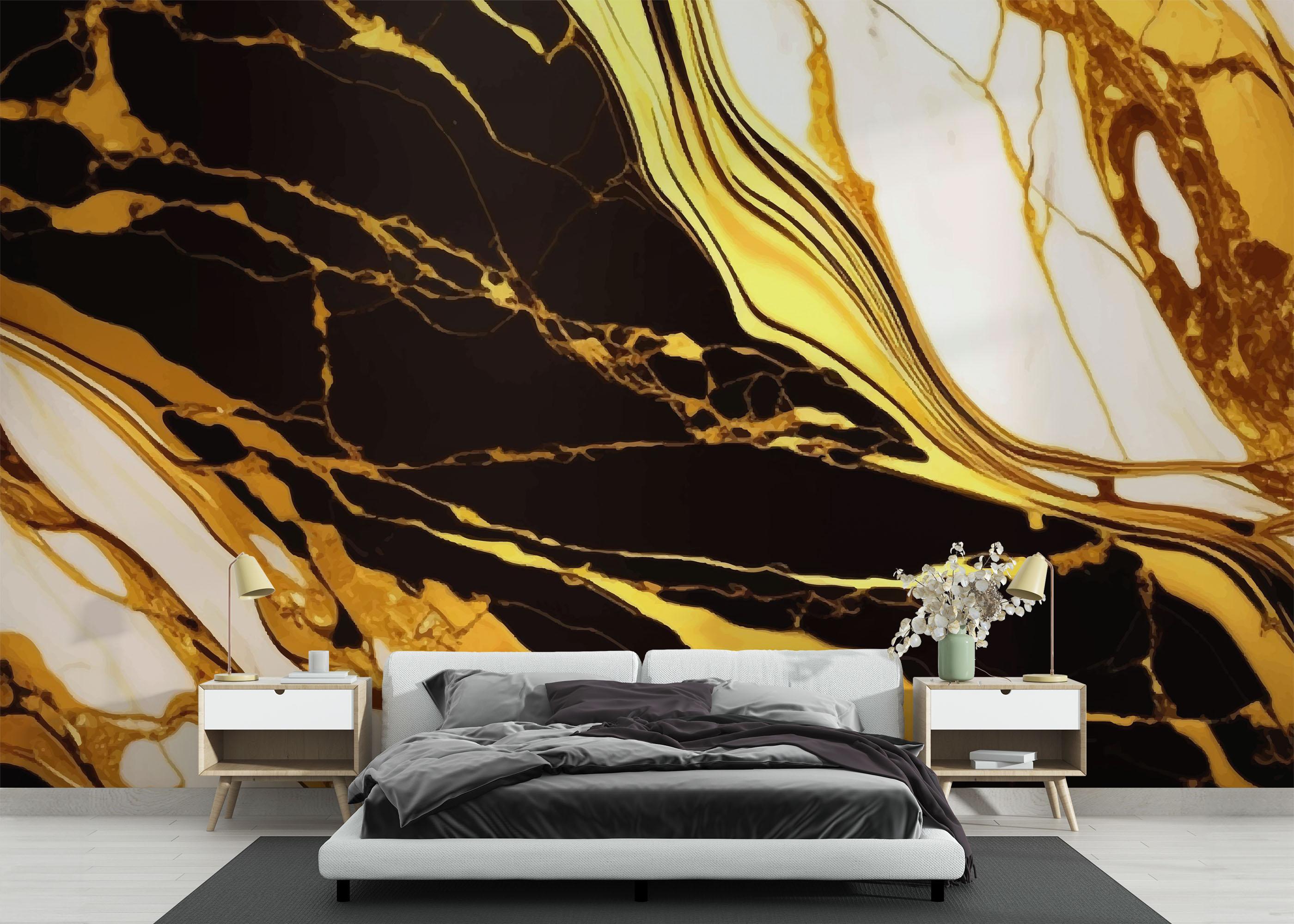 Fototapet Gold Black Marble mockup 3