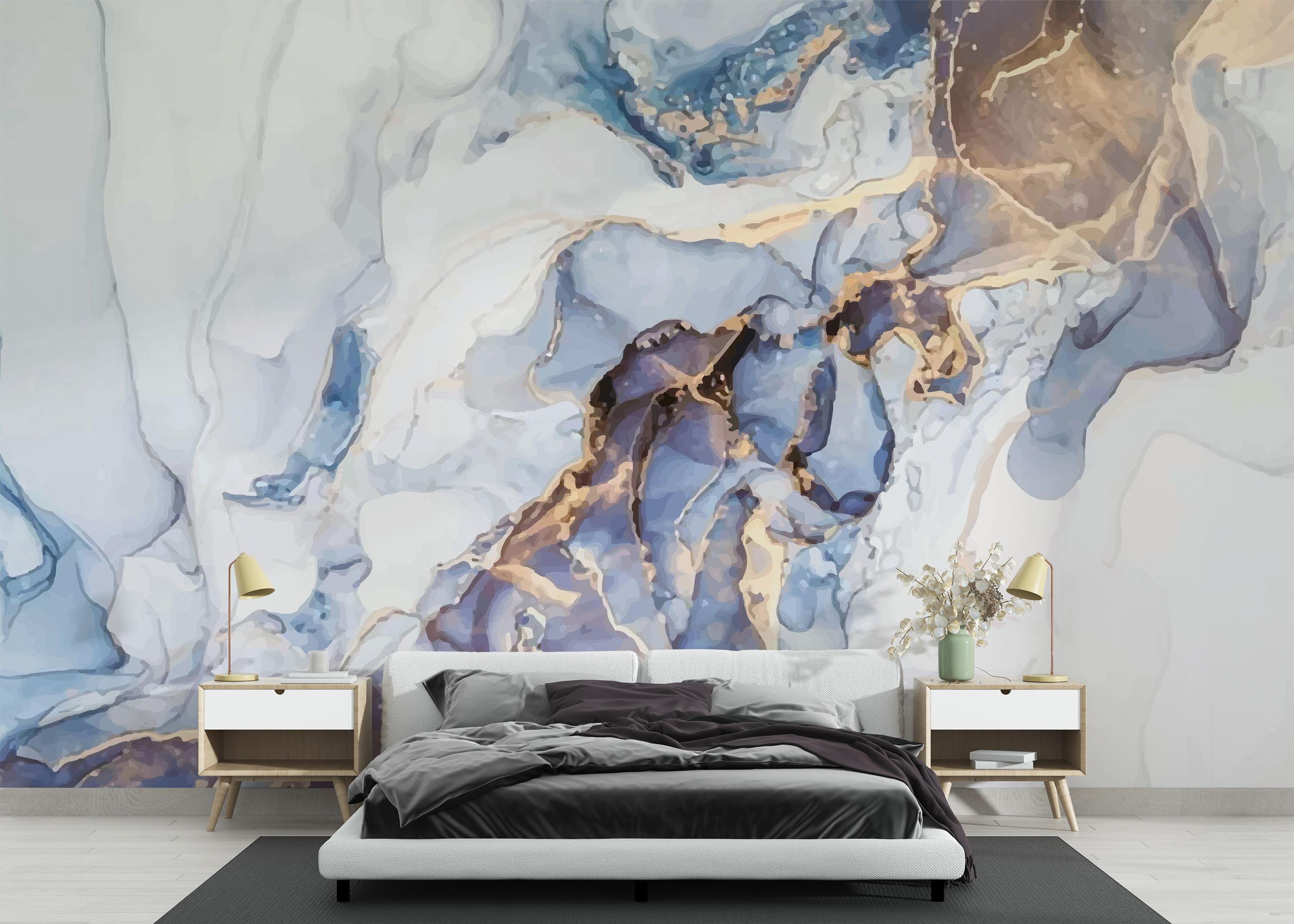 Fototapet Pastel Blue Marble mockup 3