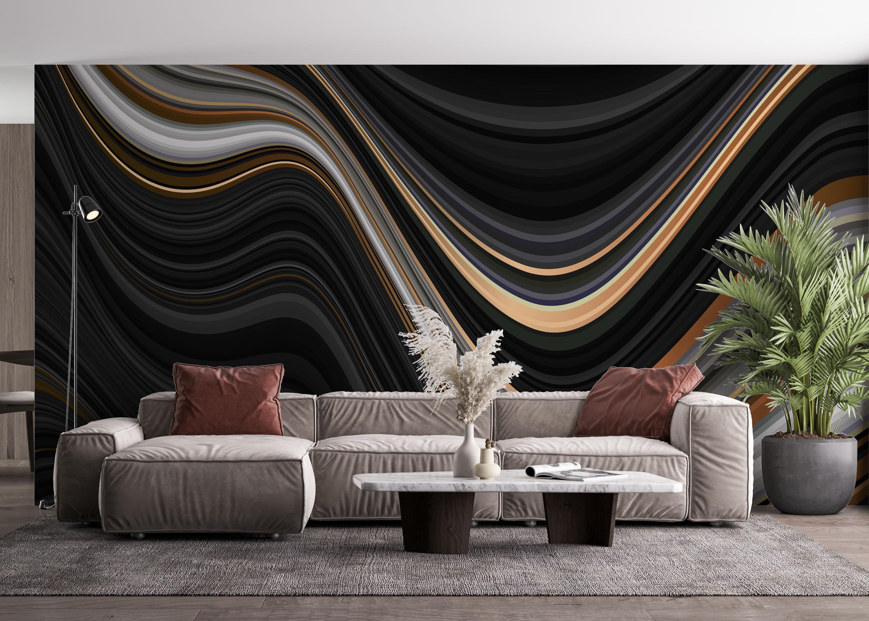 Fototapet Black Wave Marble mockup 4