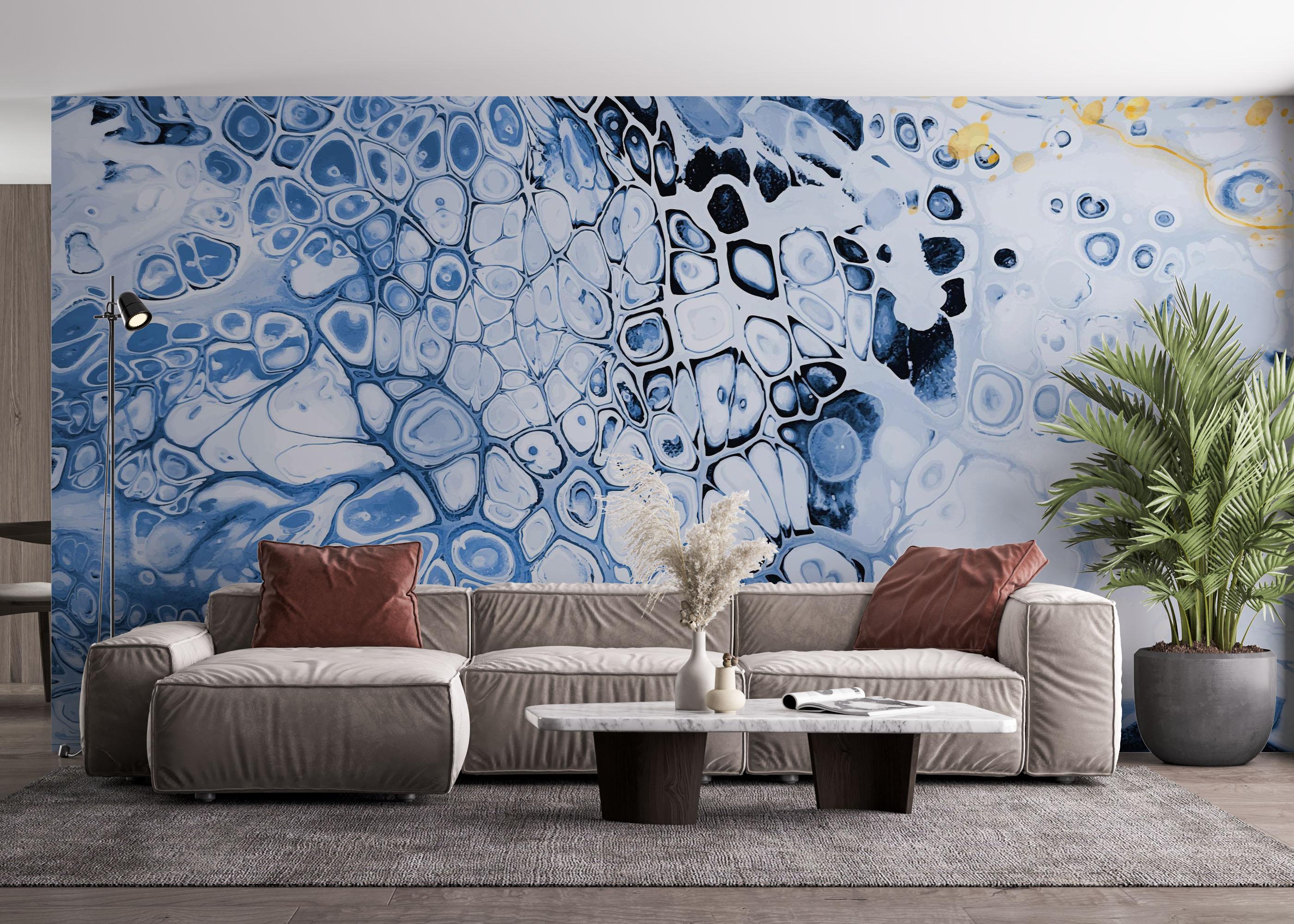 Fototapet Blue Oil Marble mockup 4