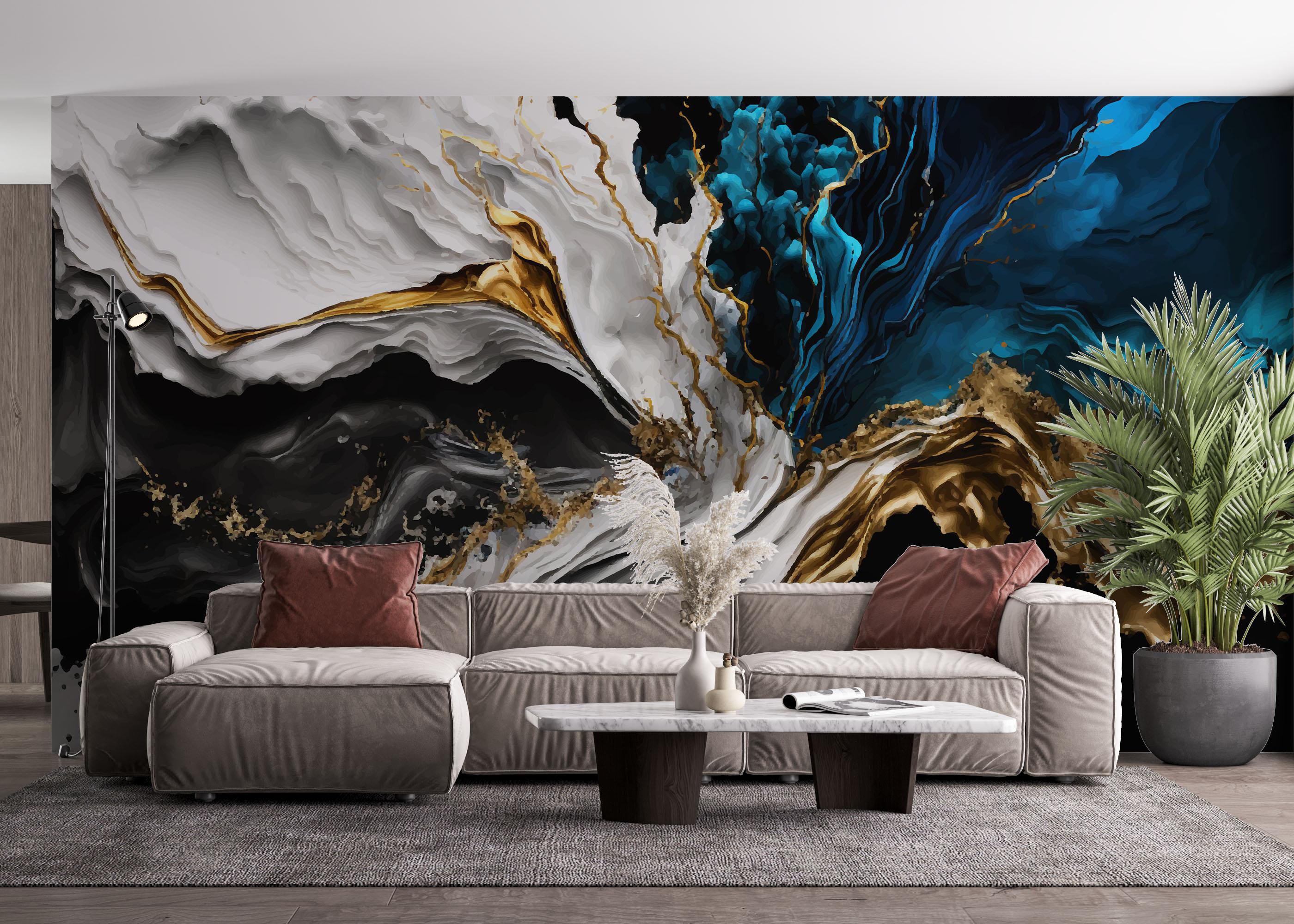 Fototapet Blue Splash Marble mockup 4