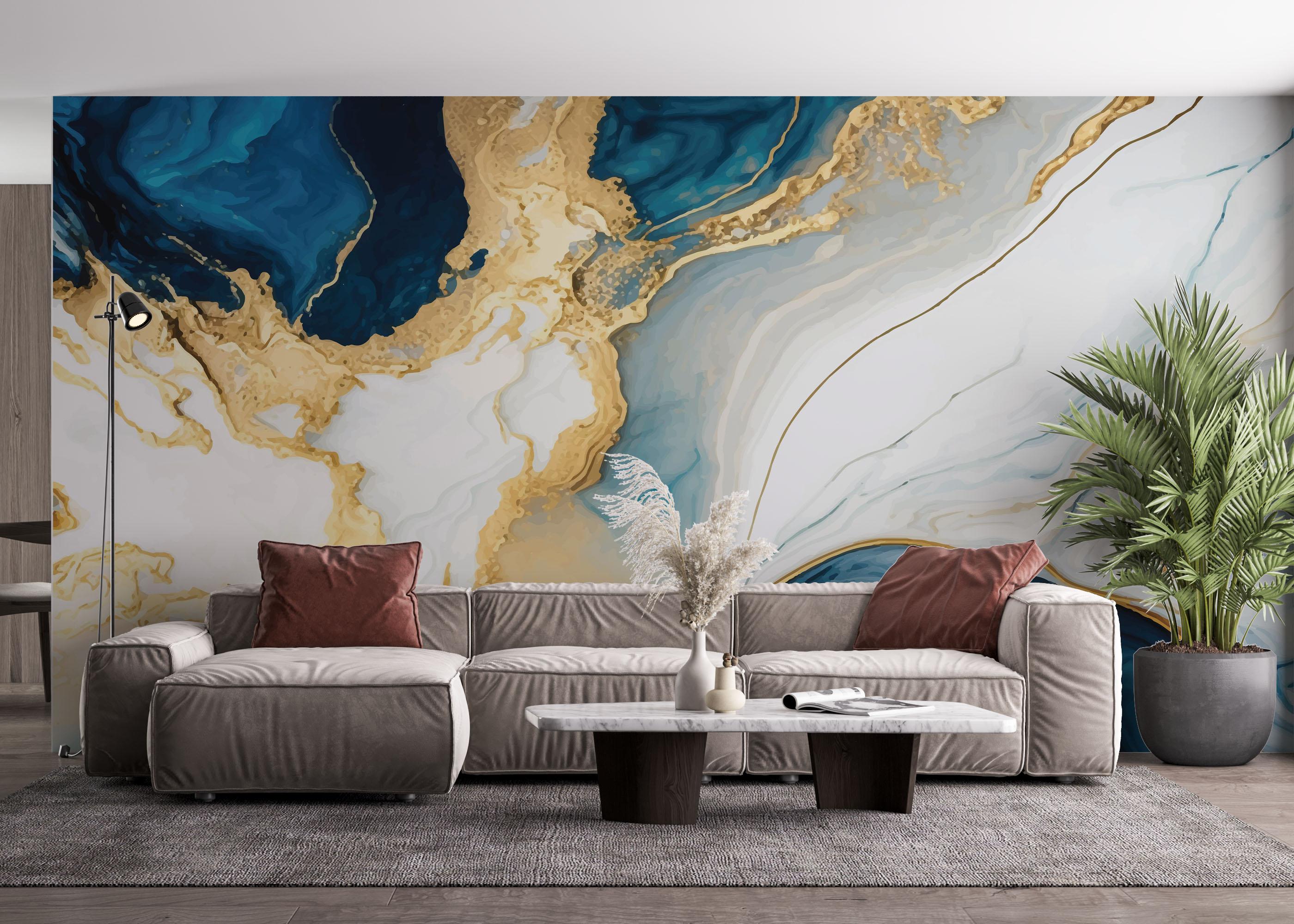 Fototapet Blue Stone Marble mockup 4