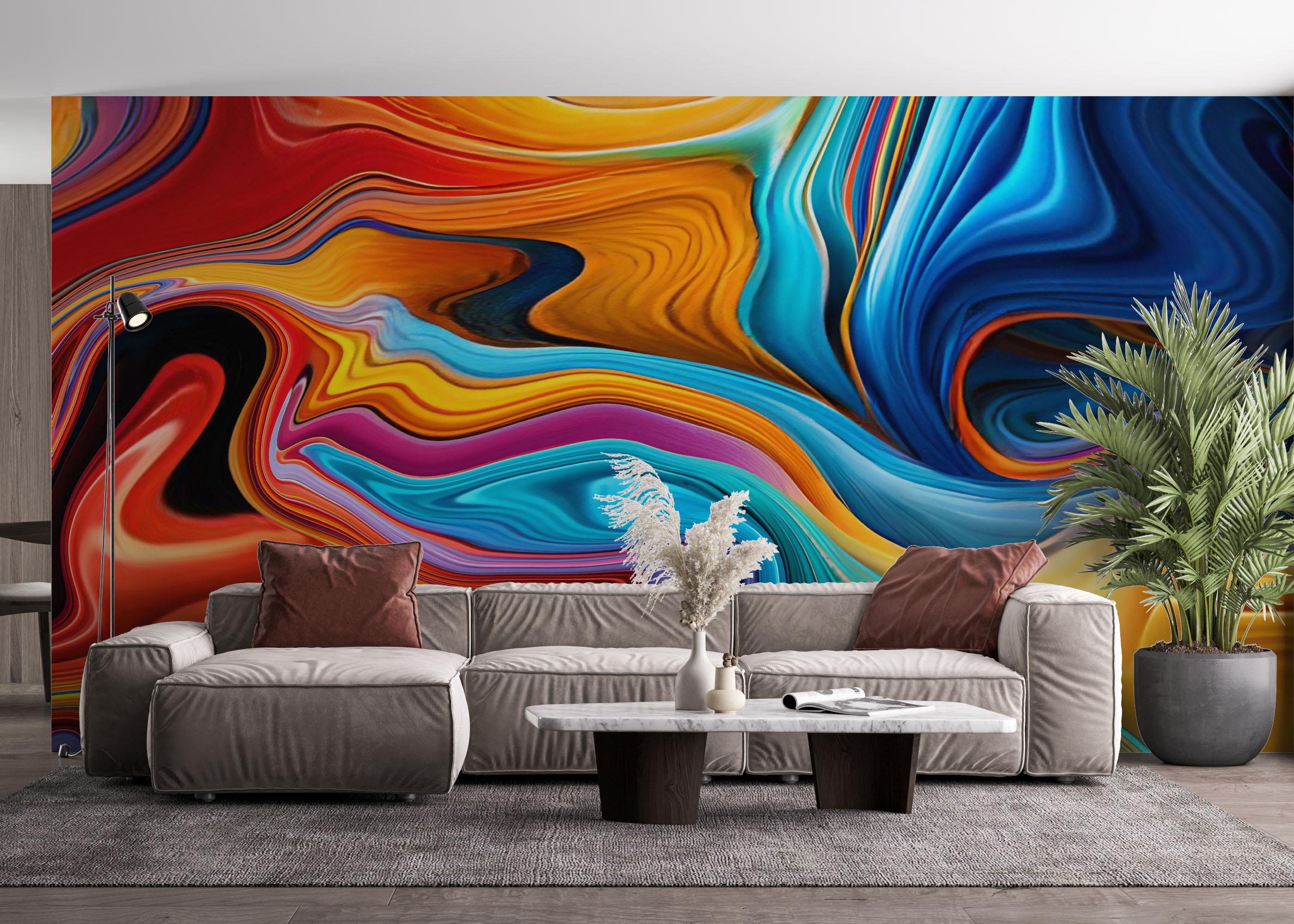 Fototapet Colorful Liquid Marble mockup 4