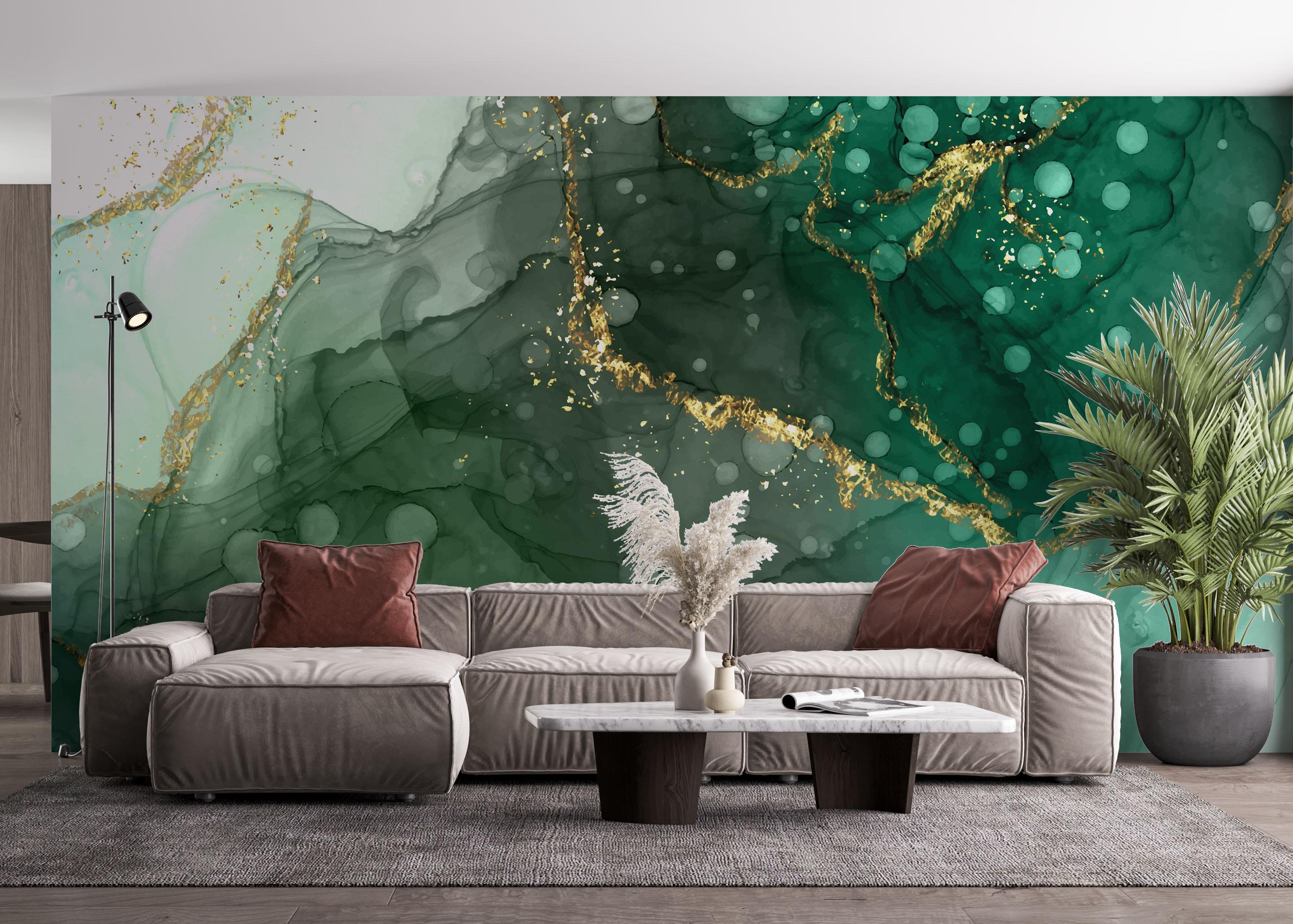 Fototapet Green Circle Marble mockup 4