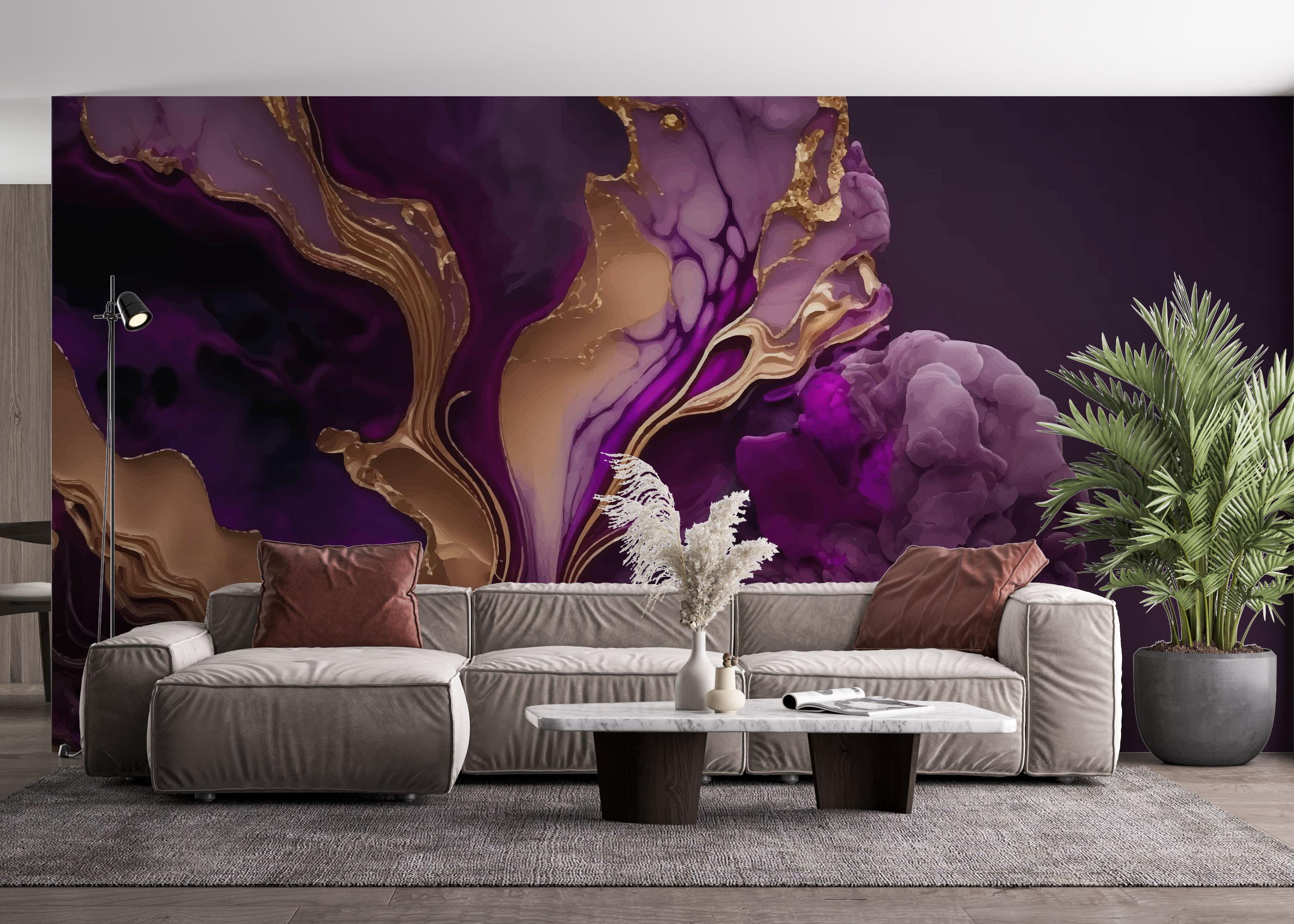 Fototapet Marble Purple Smoke mockup 4