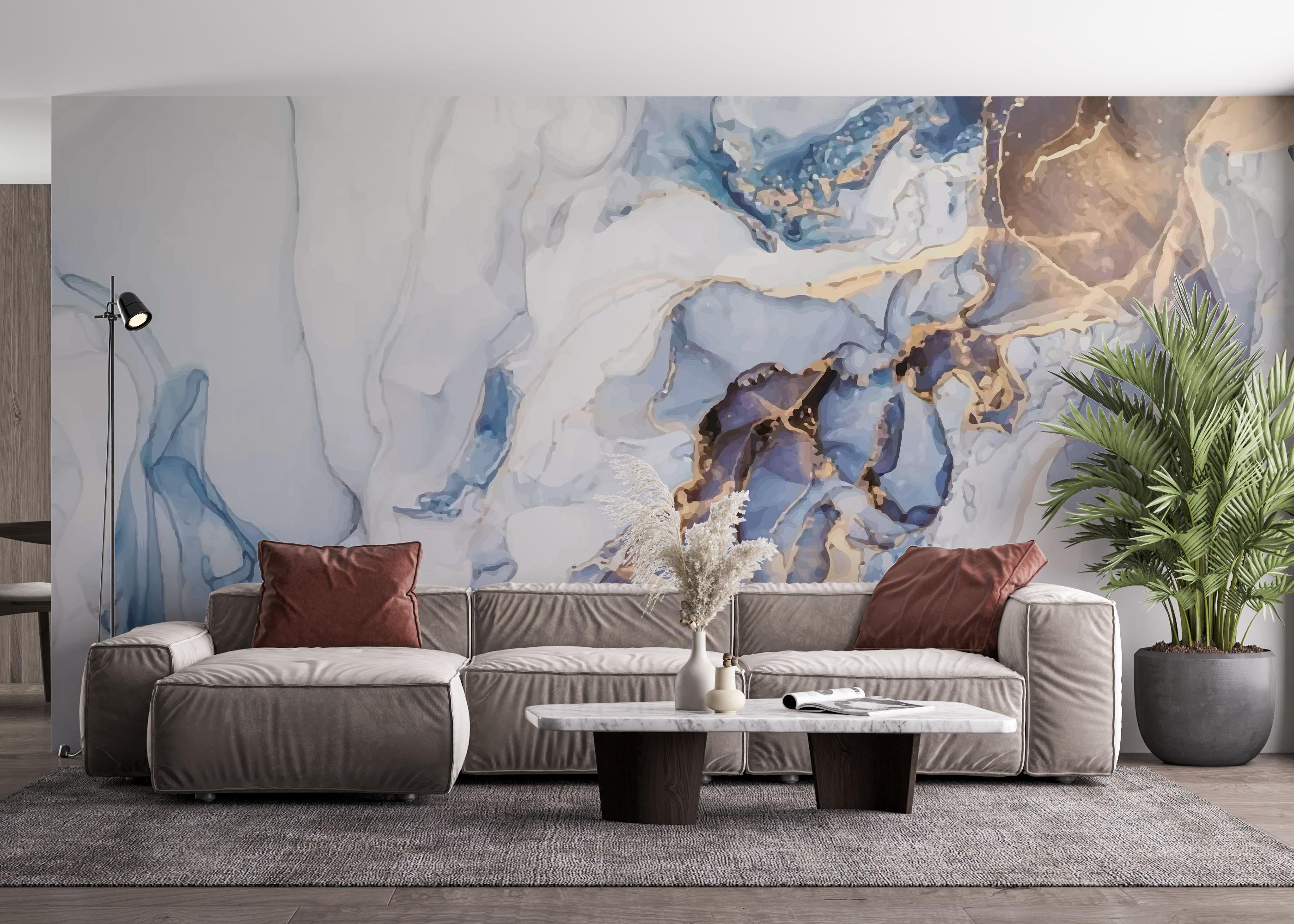 Fototapet Pastel Blue Marble mockup 4