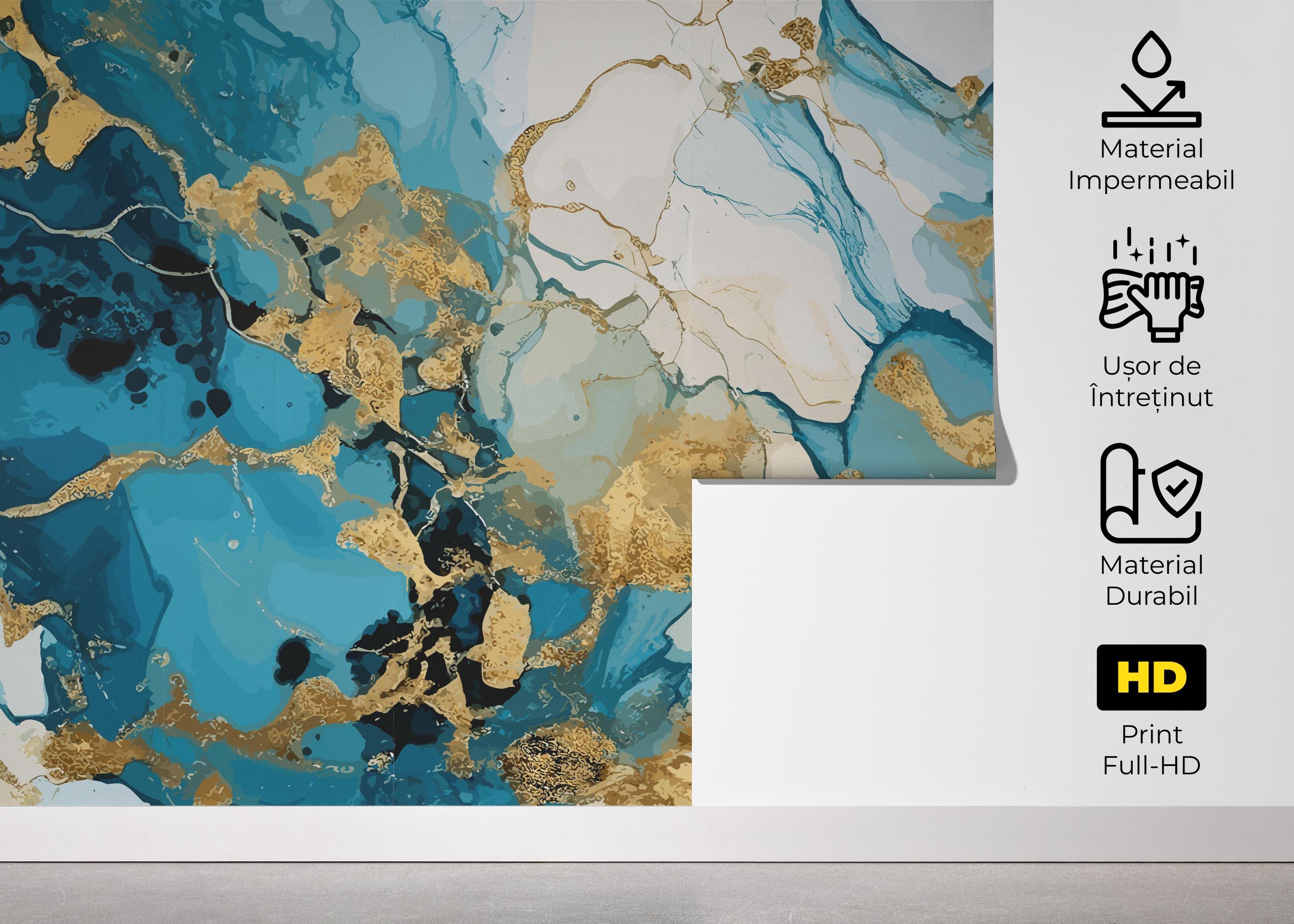 Fototapet Gold Marble Blue mockup 5
