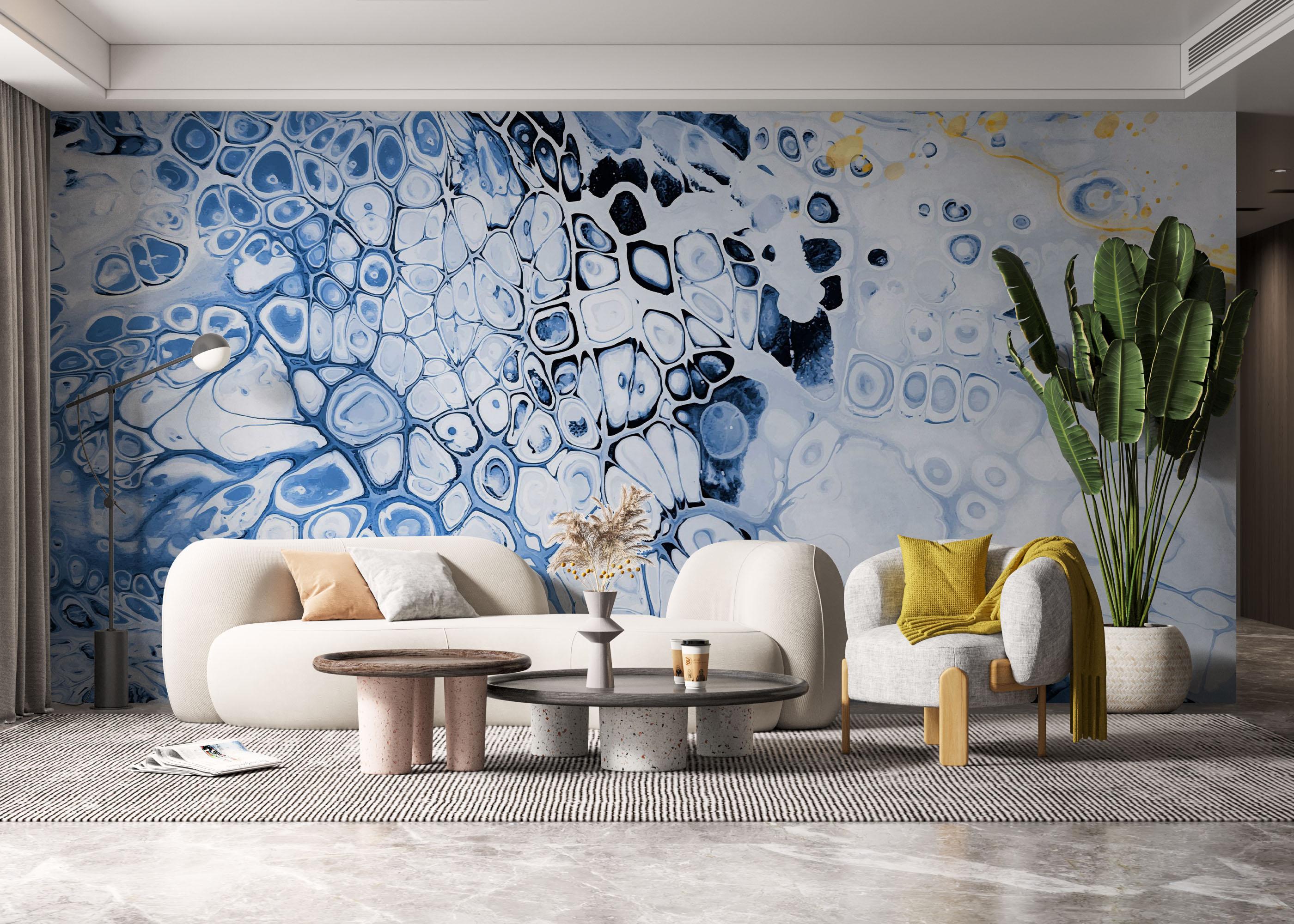 Fototapet Blue Oil Marble mockup 6