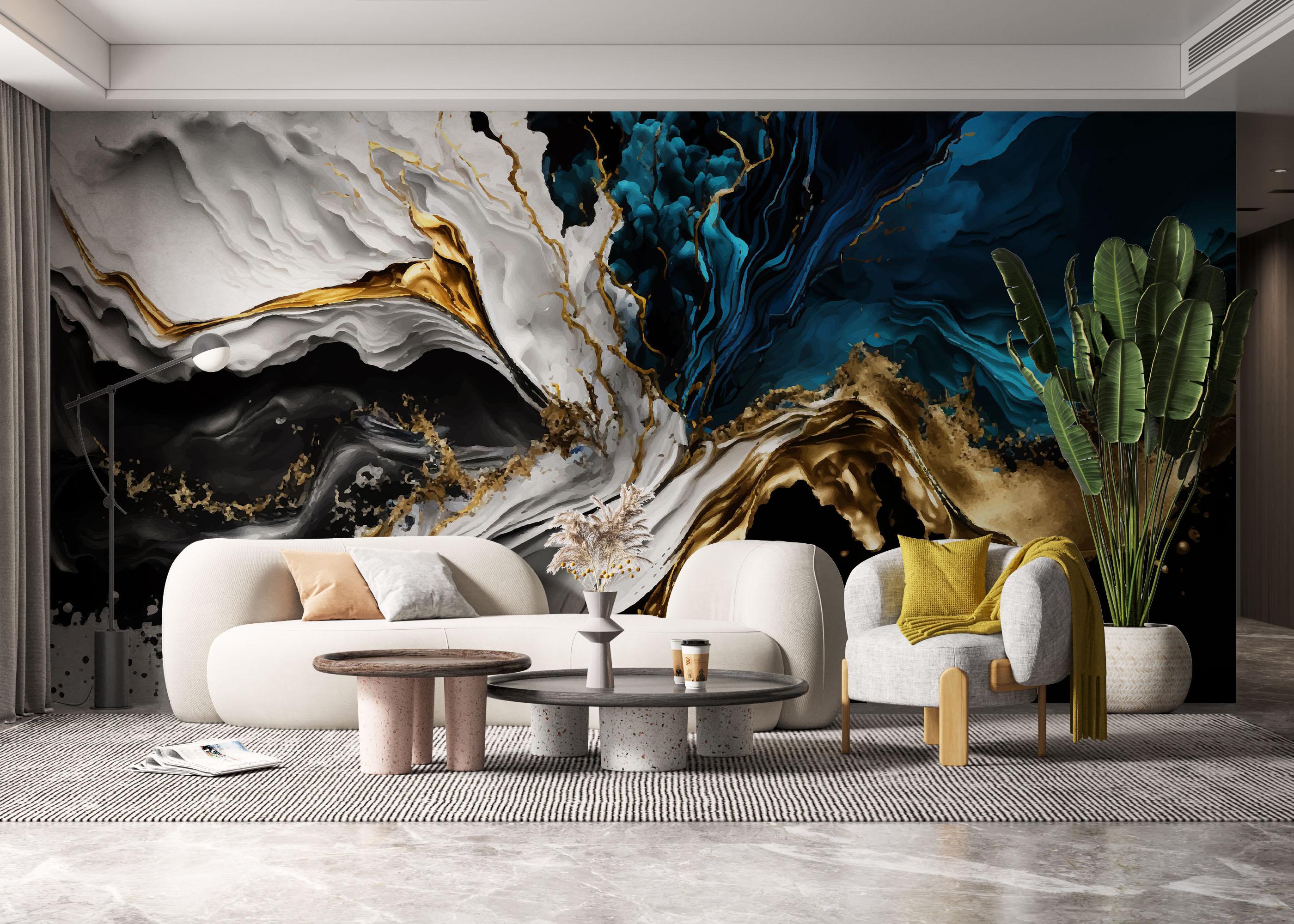 Fototapet Blue Splash Marble mockup 6