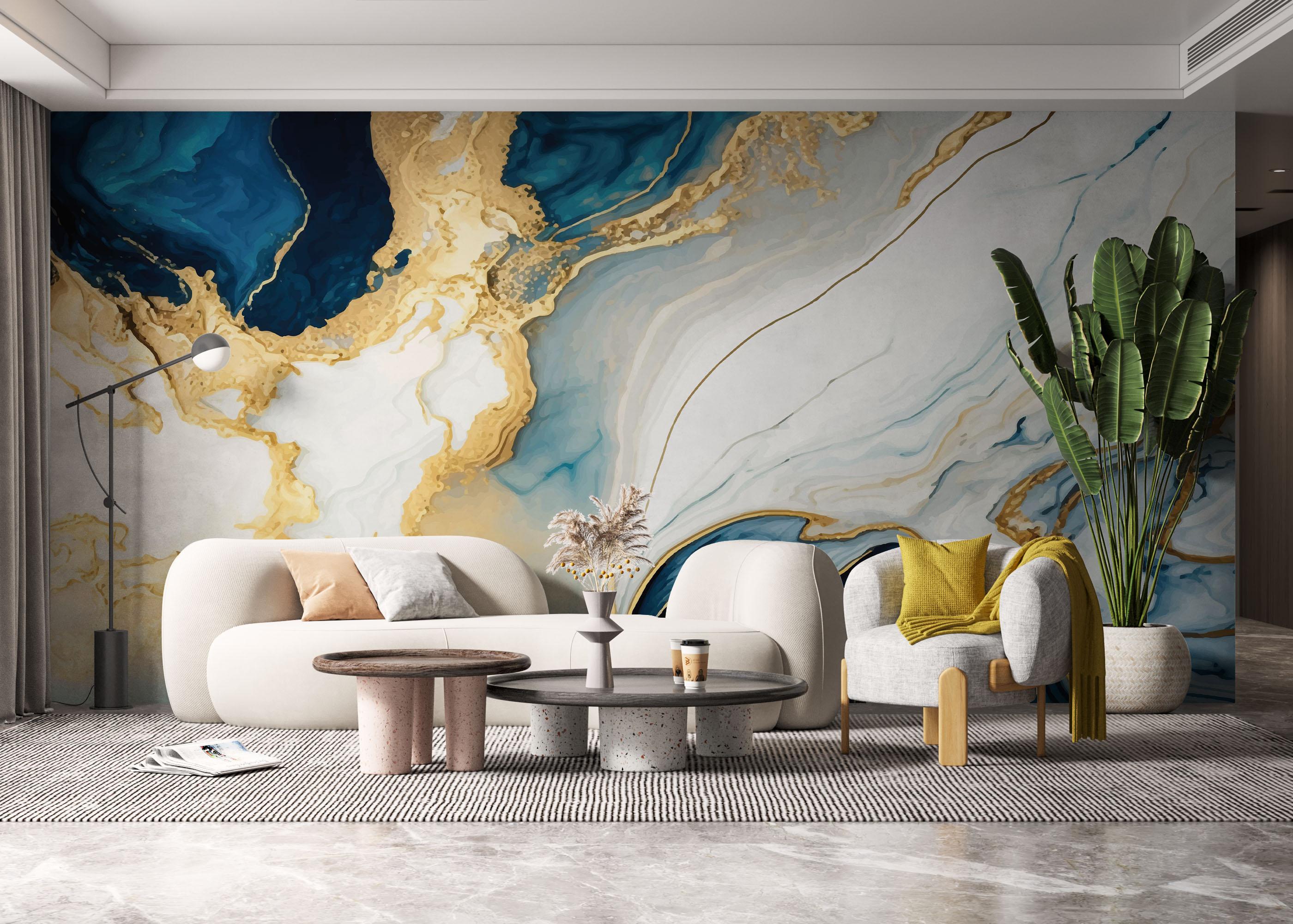 Fototapet Blue Stone Marble mockup 6