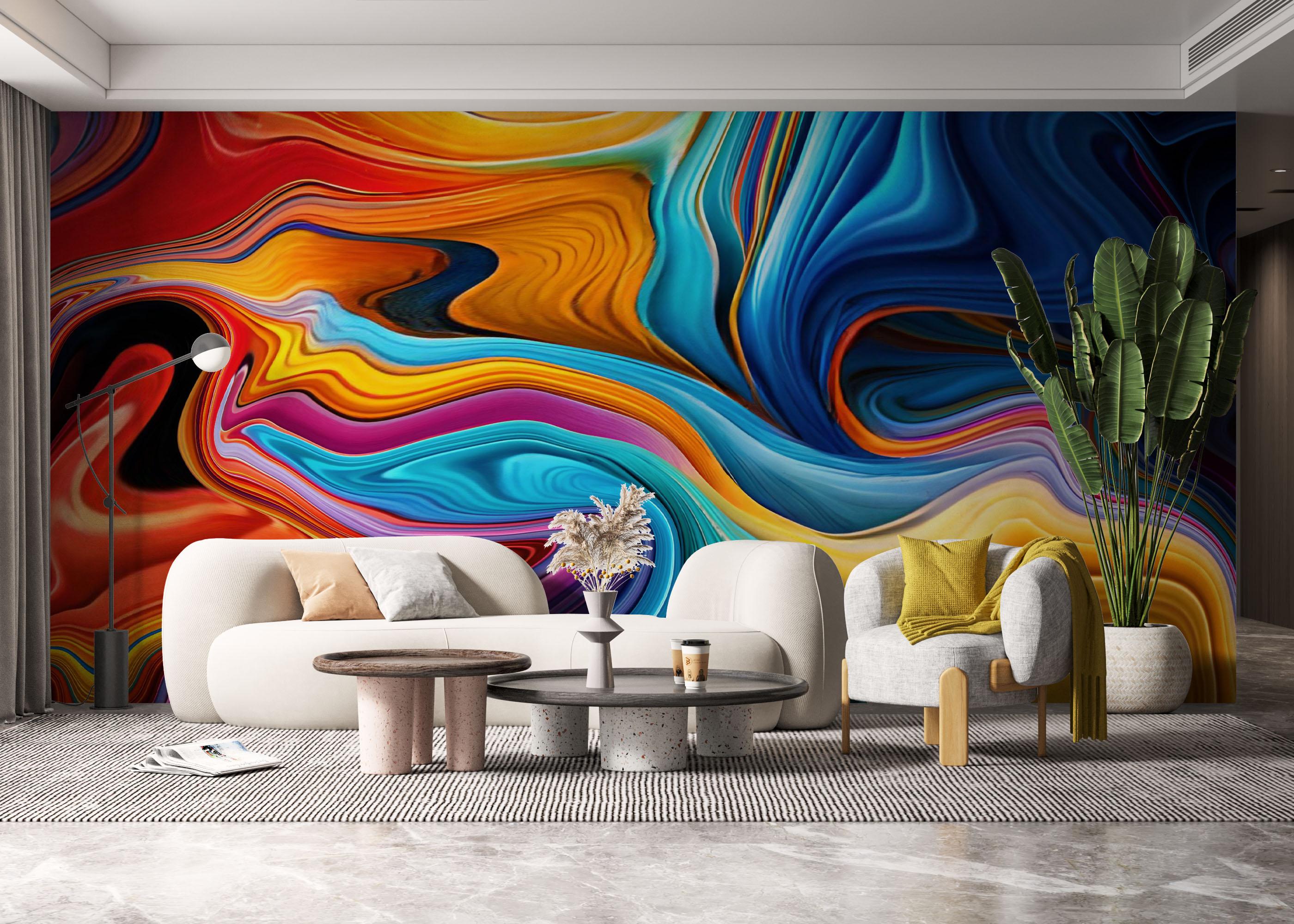 Fototapet Colorful Liquid Marble mockup 6