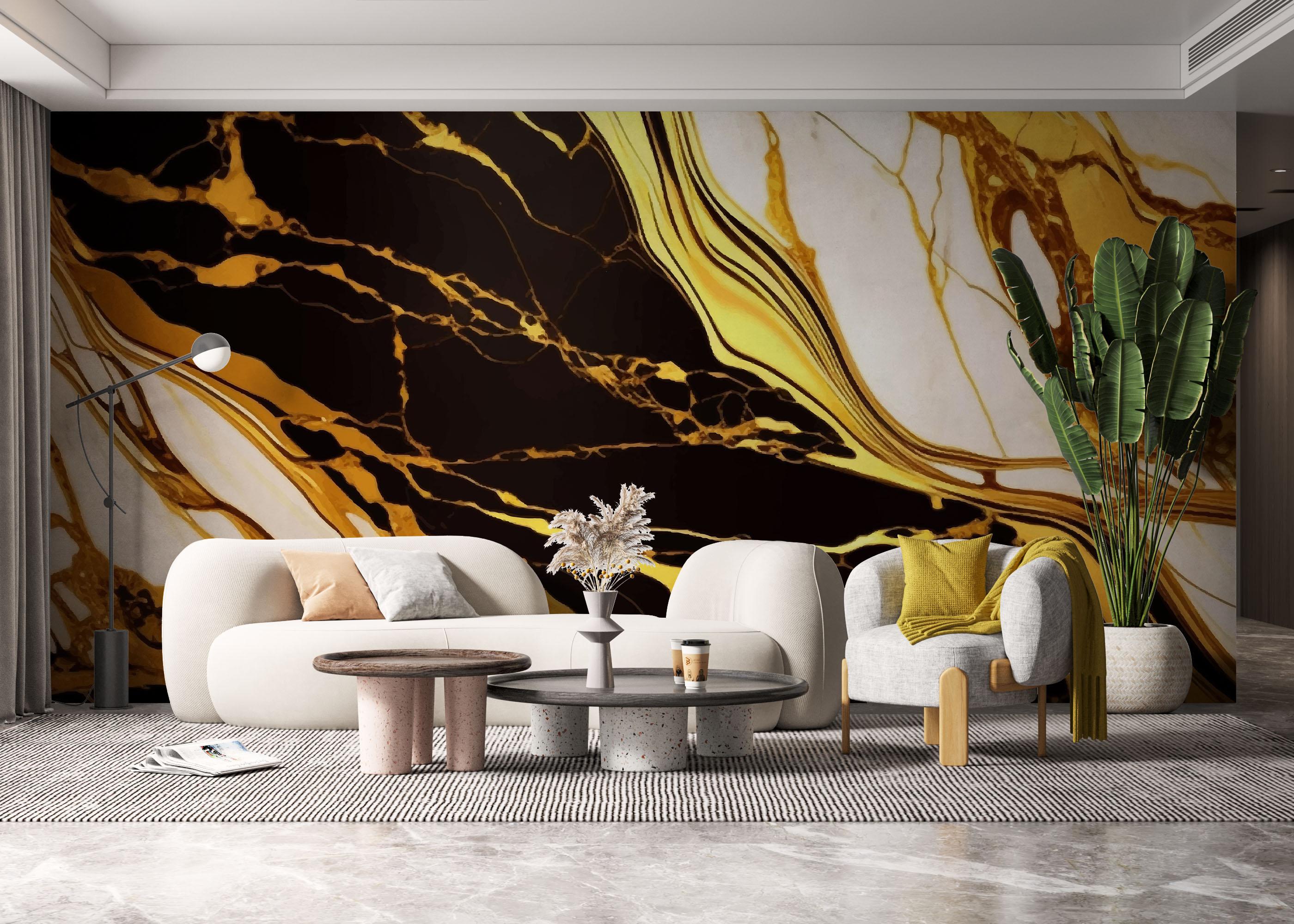 Fototapet Gold Black Marble mockup 6