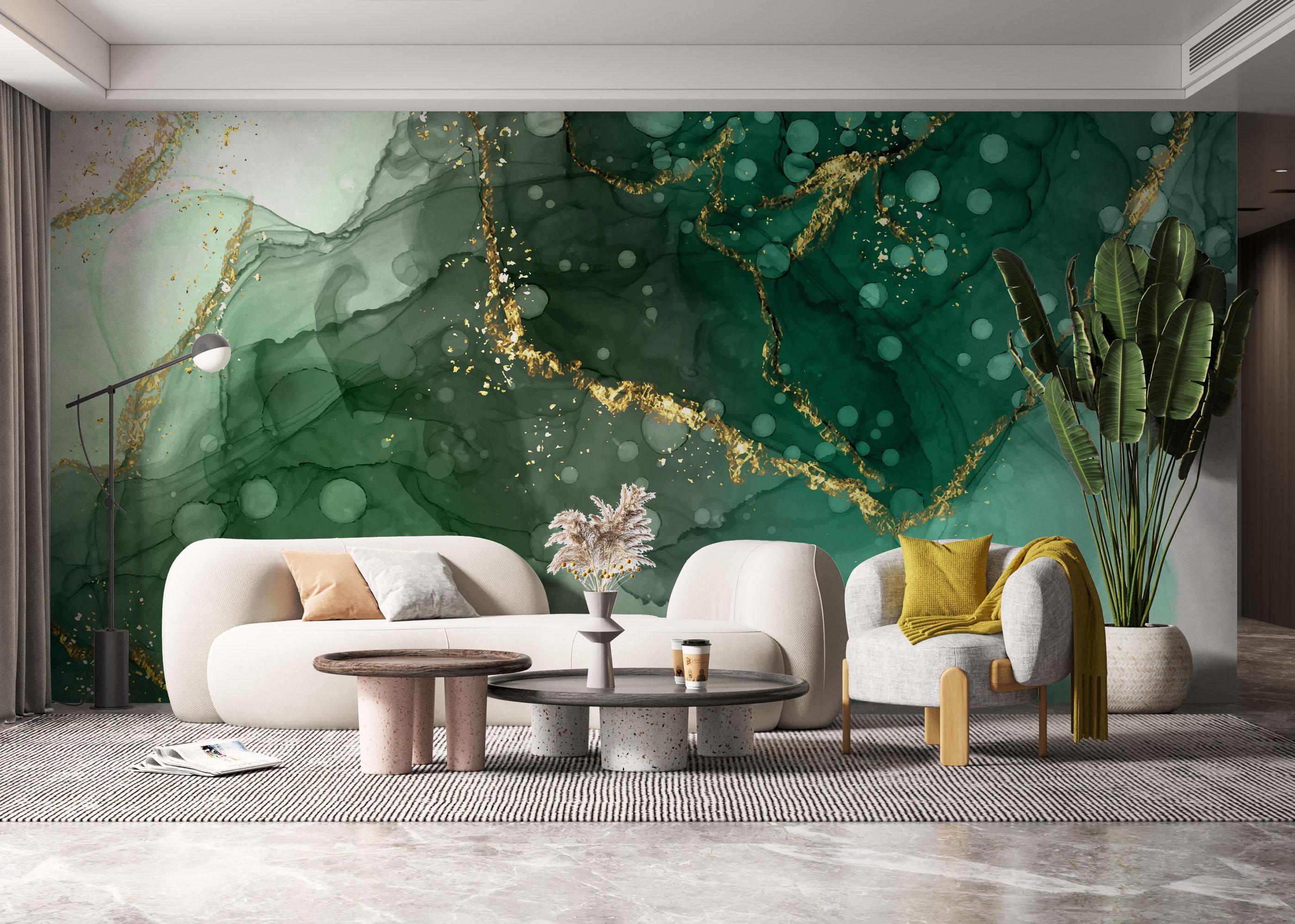 Fototapet Green Circle Marble mockup 6