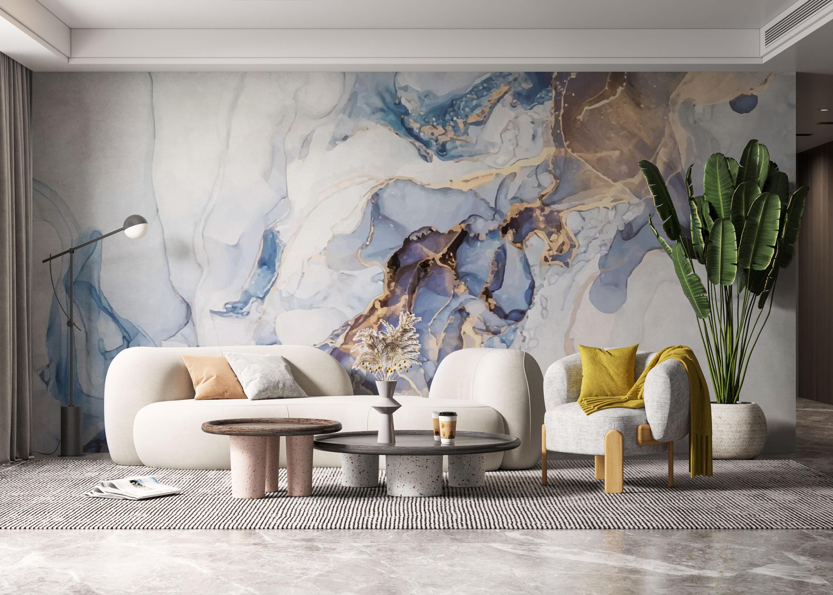 Fototapet Pastel Blue Marble mockup 6