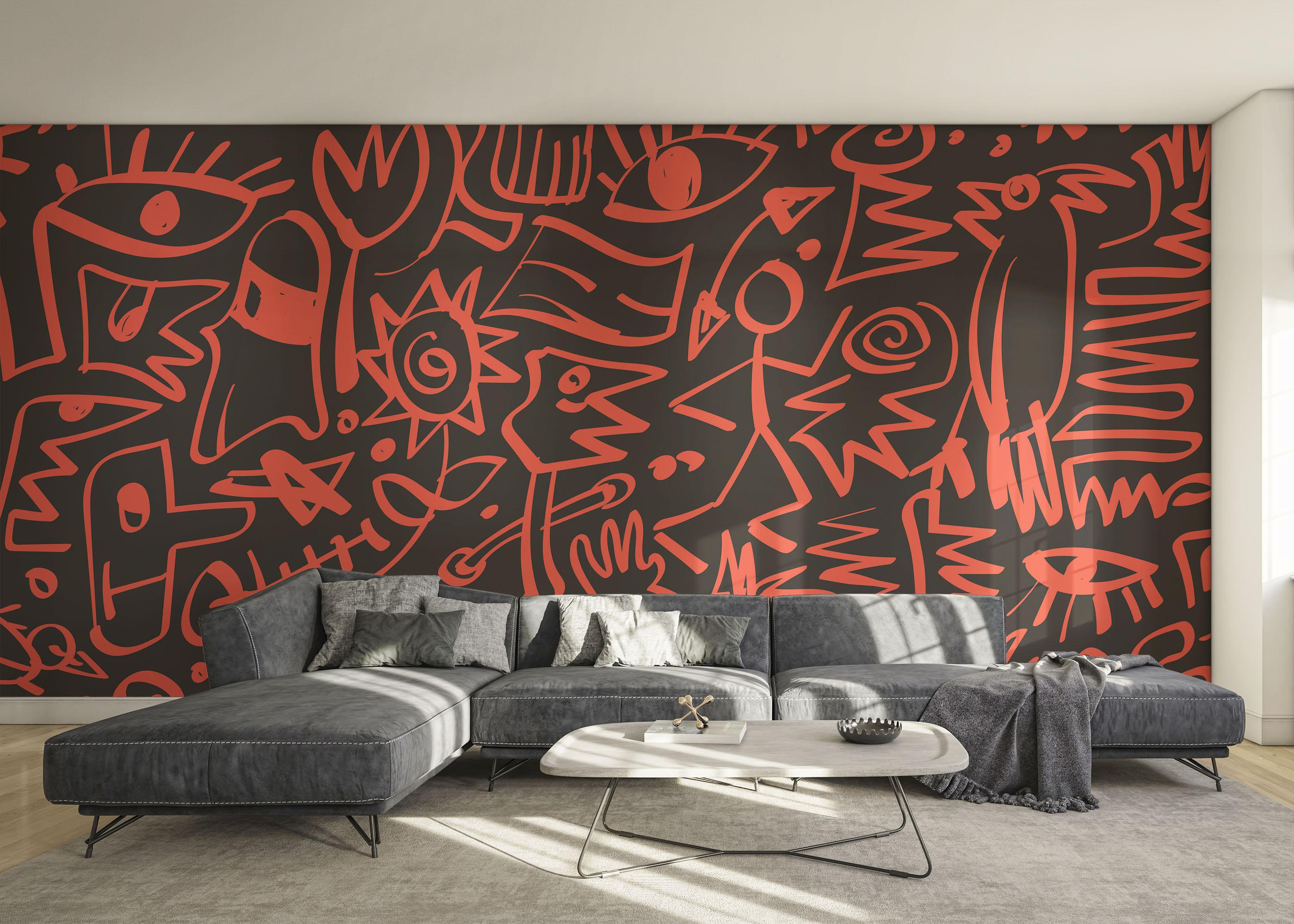 Fototapet Doodles Pattern mockup 0