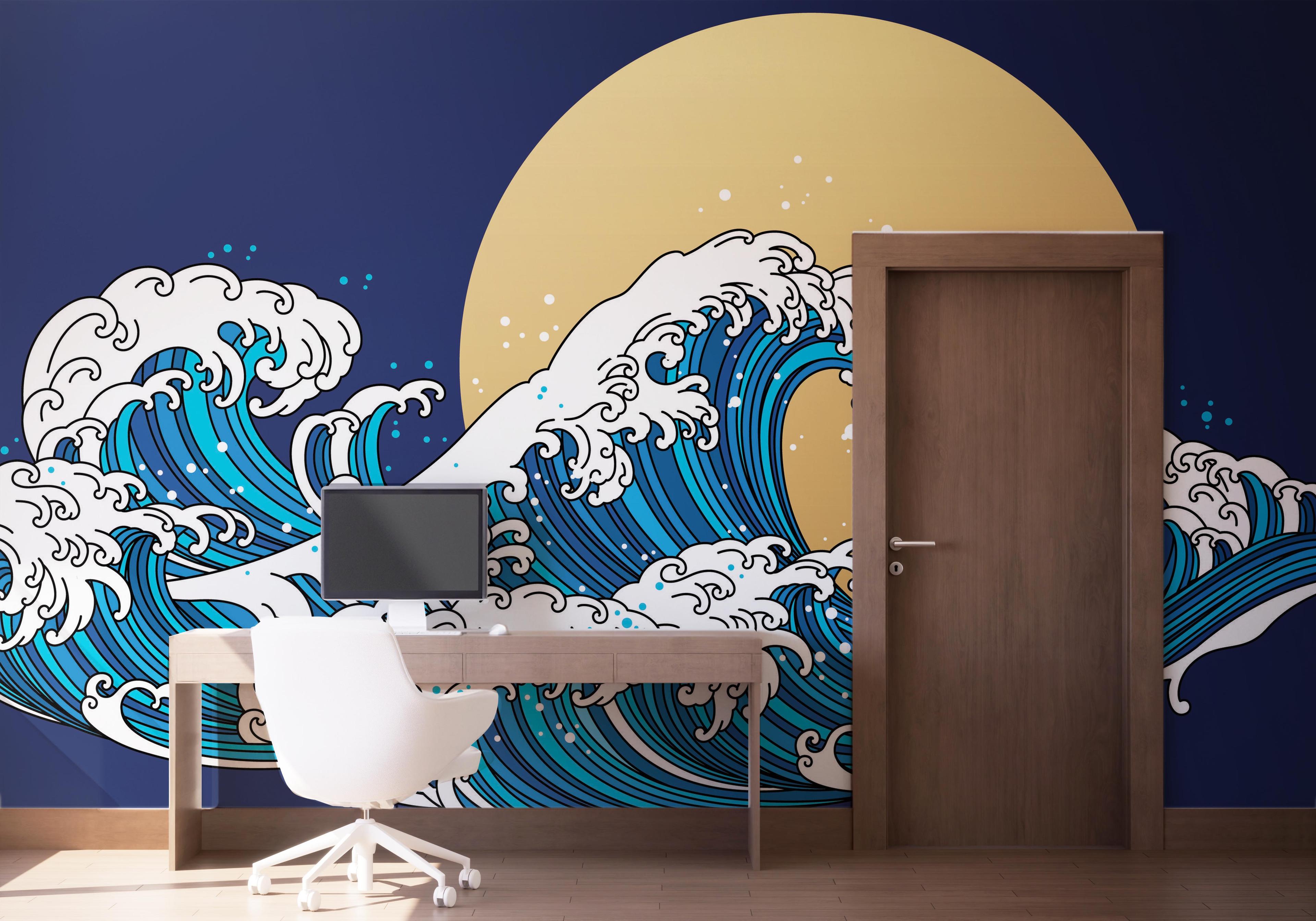 Fototapet Asiatic Waves mockup 1