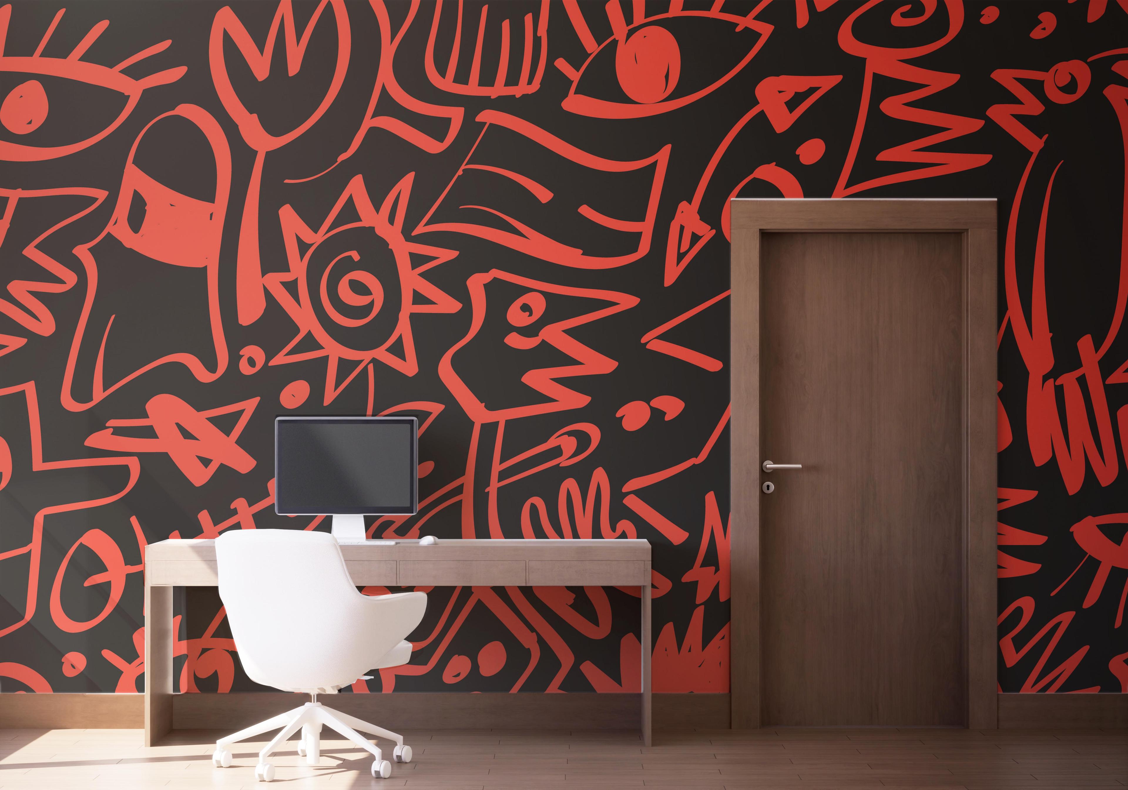 Fototapet Doodles Pattern mockup 1