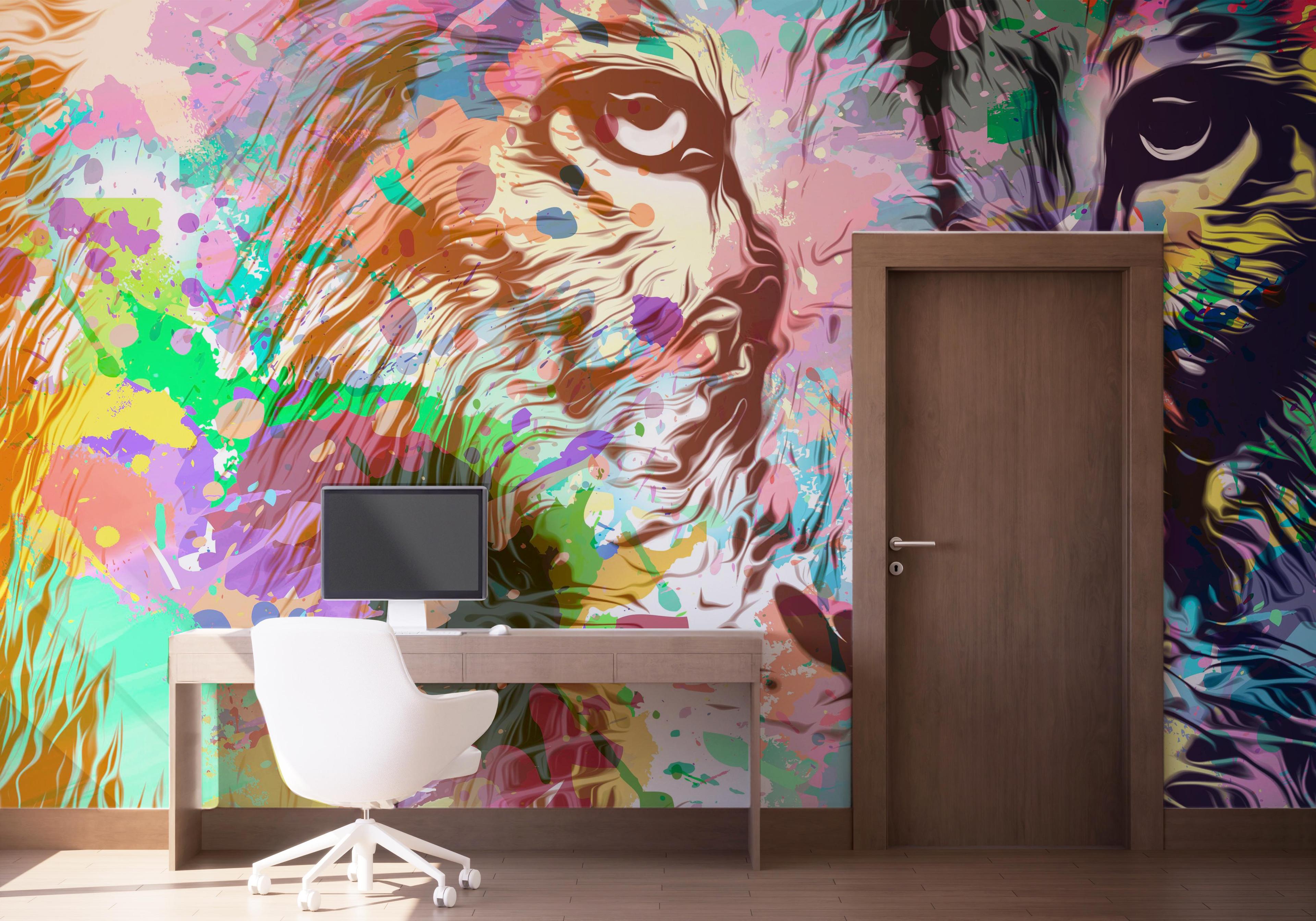 Fototapet Lion Color Powder mockup 1