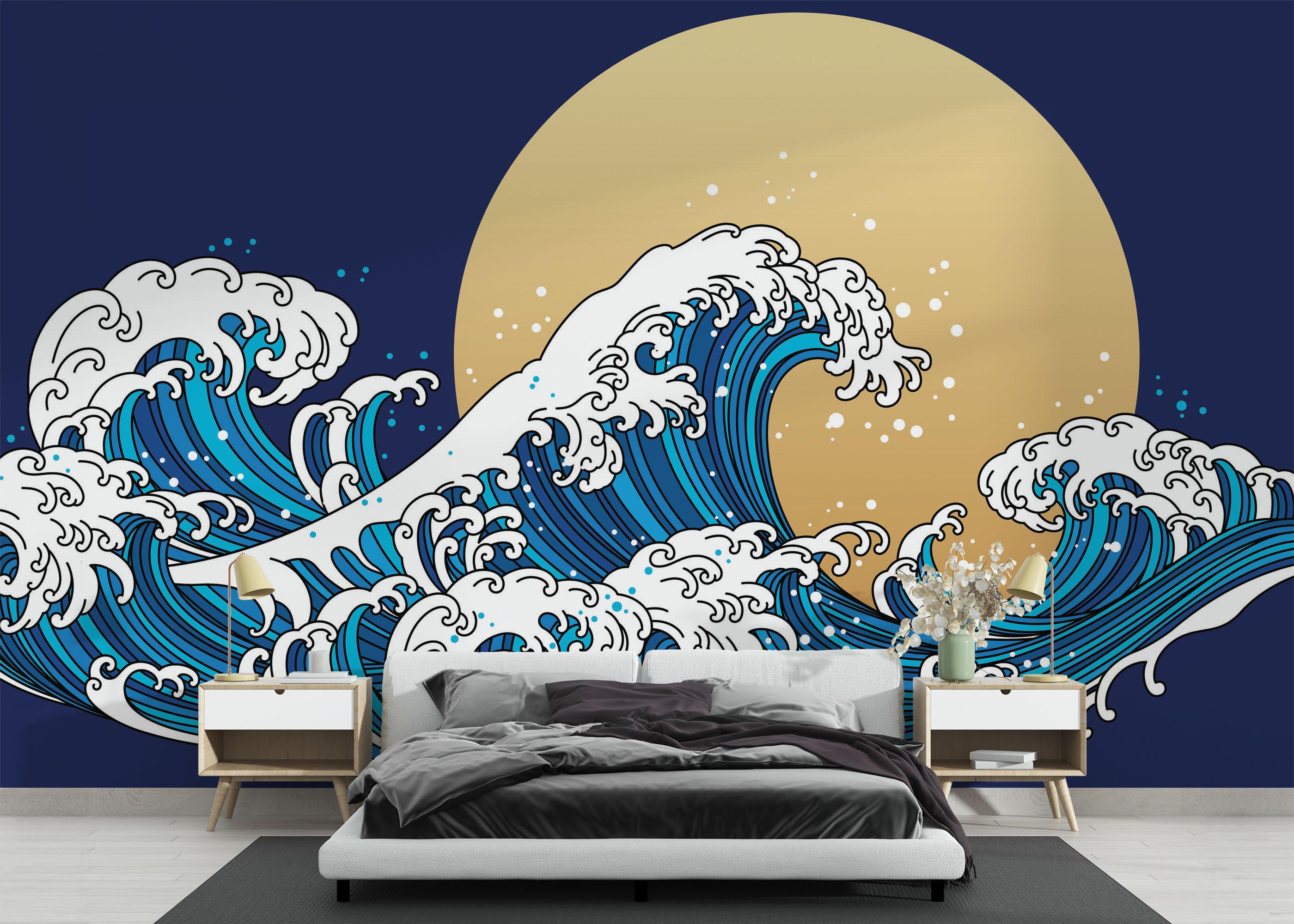Fototapet Asiatic Waves mockup 3