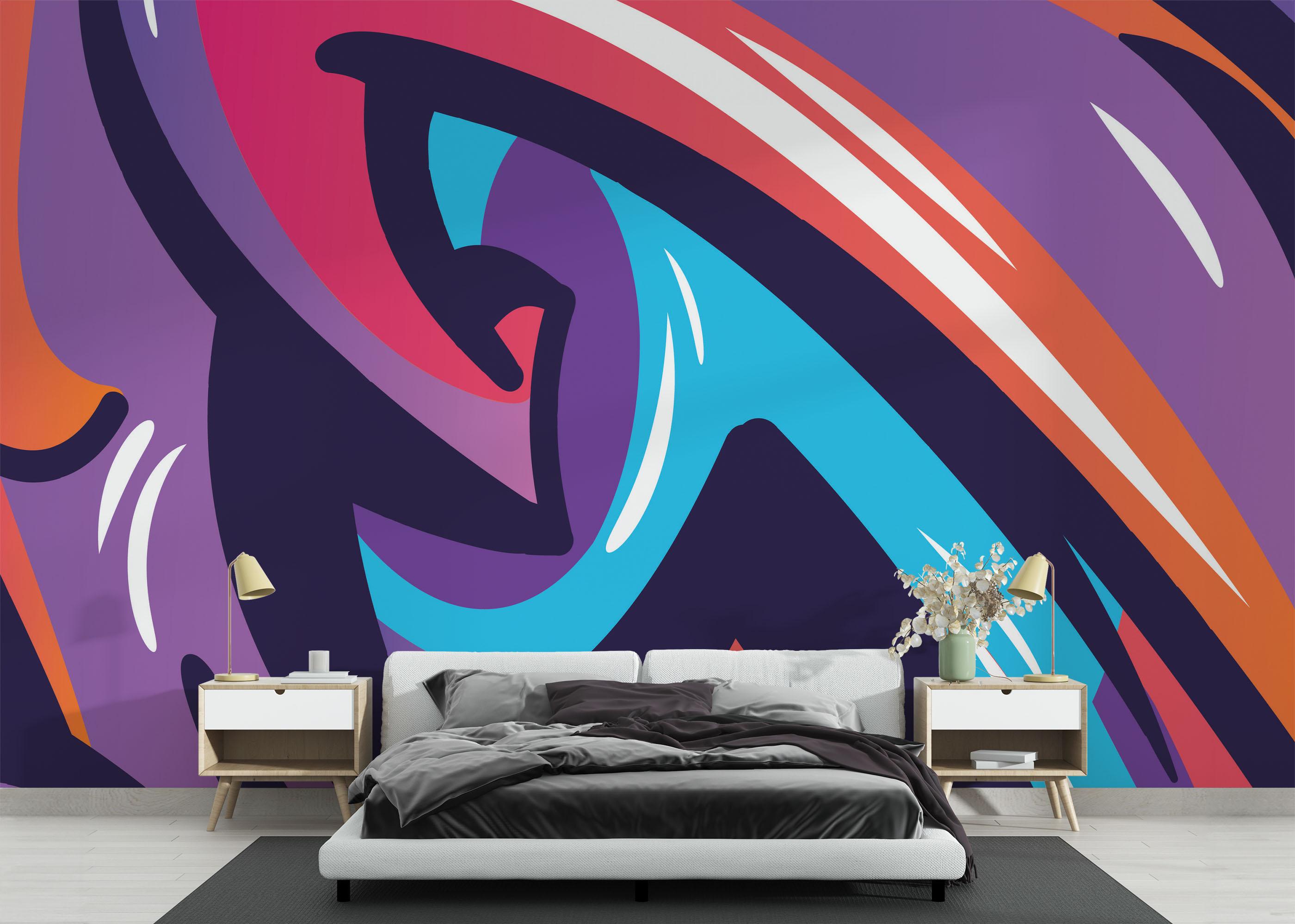 Fototapet Colorfull Graffiti mockup 3