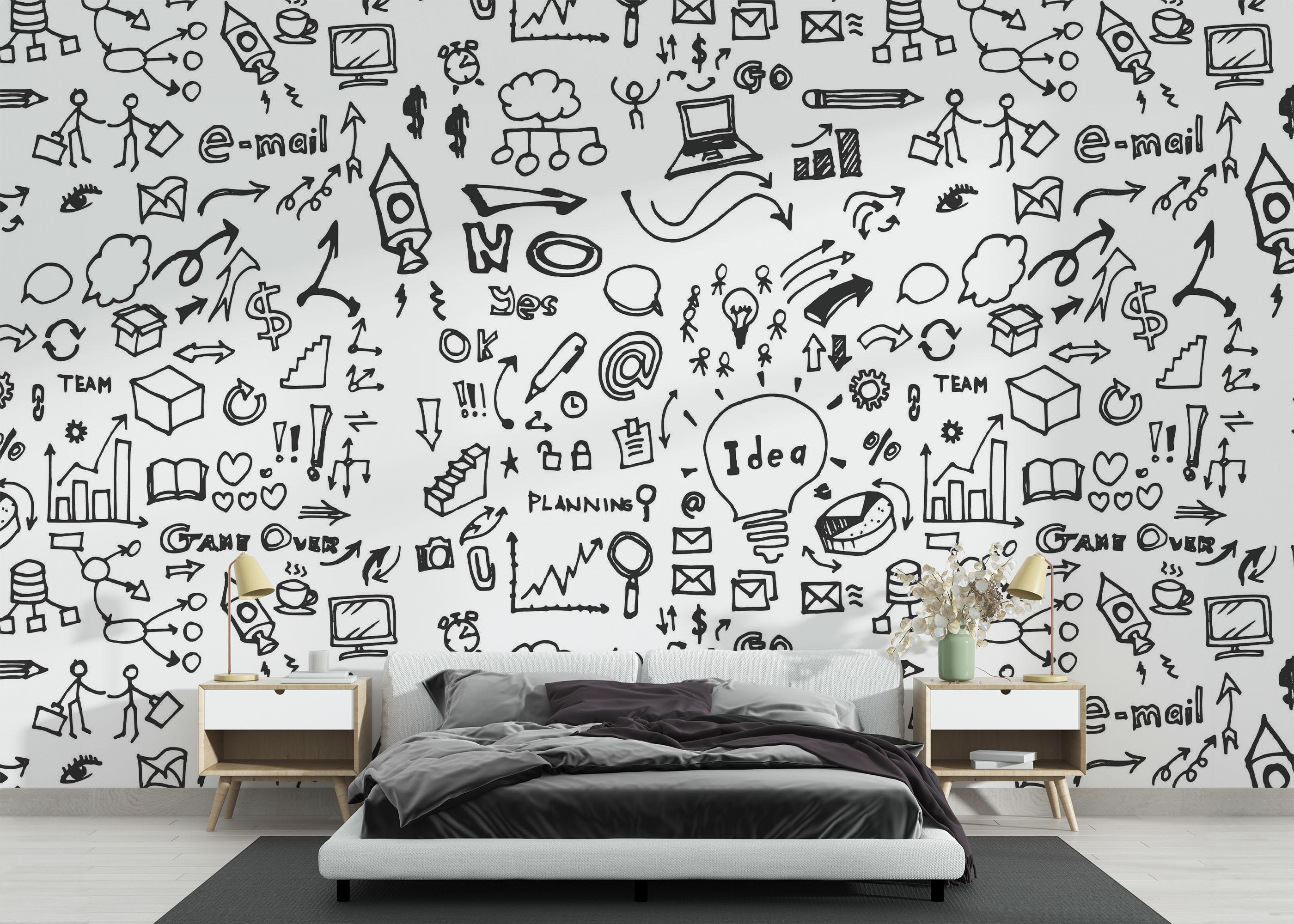 Fototapet Doodle Pattern mockup 3