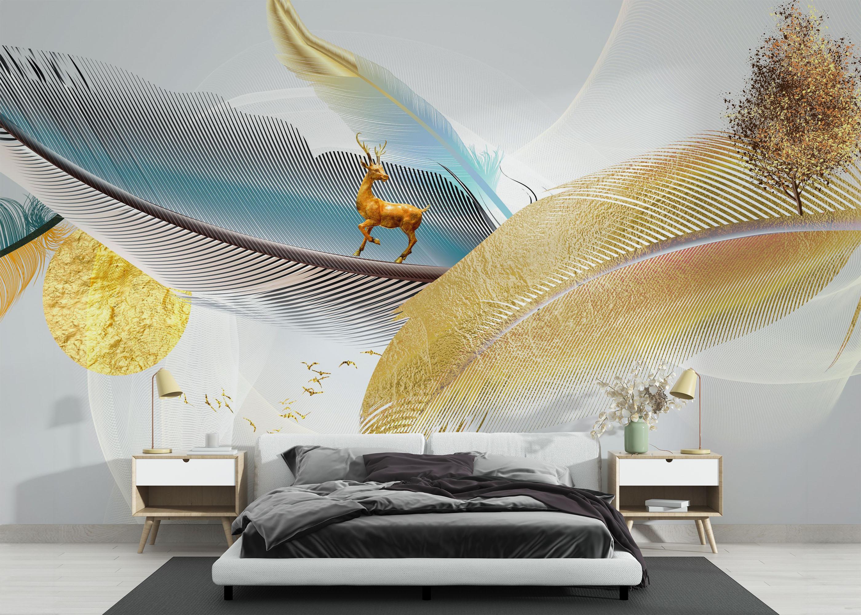 Fototapet Dreamy Feathers mockup 3