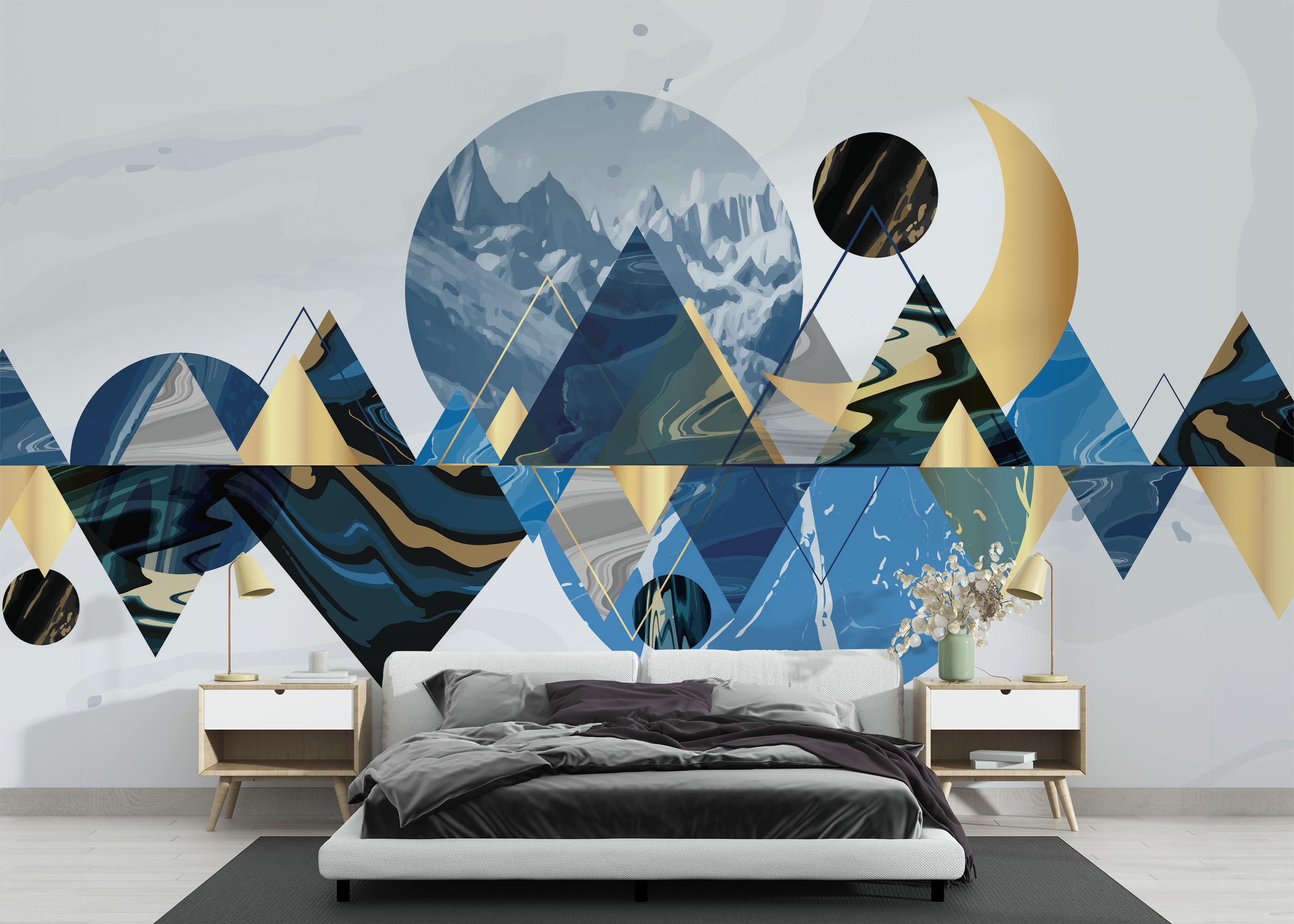 Fototapet Gold Geometric Pattern mockup 3