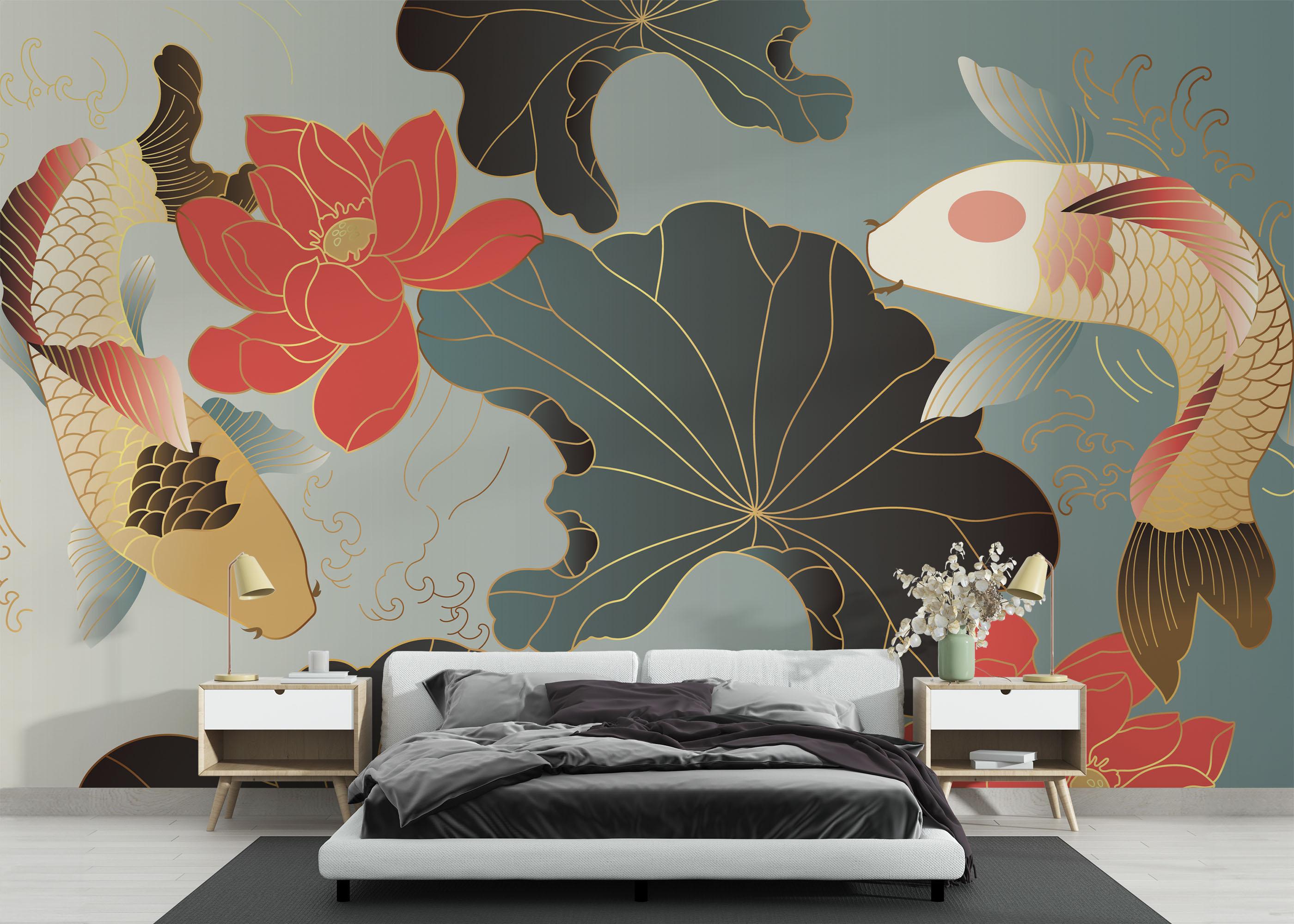 Fototapet Koi Carp Fish mockup 3