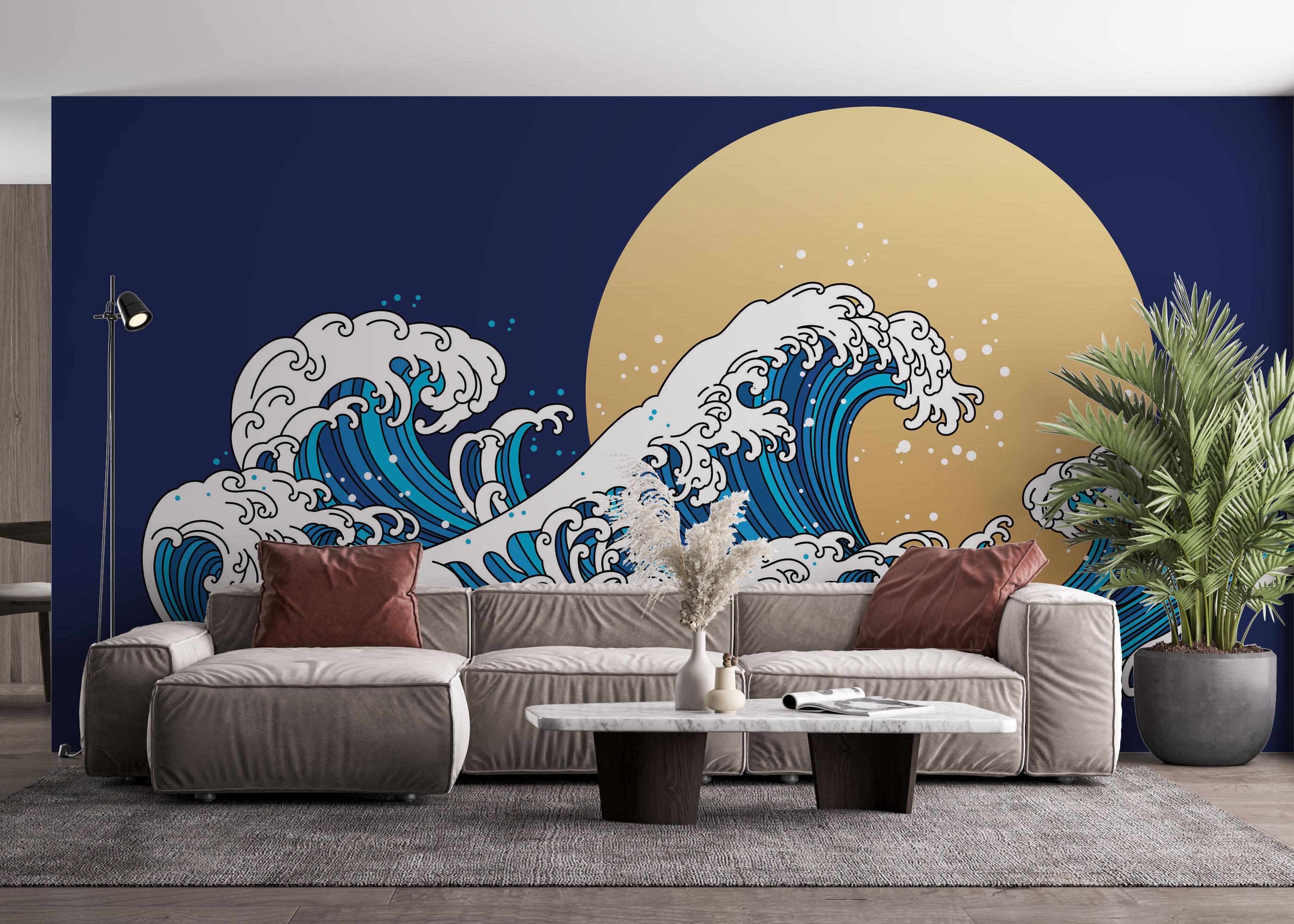 Fototapet Asiatic Waves mockup 4