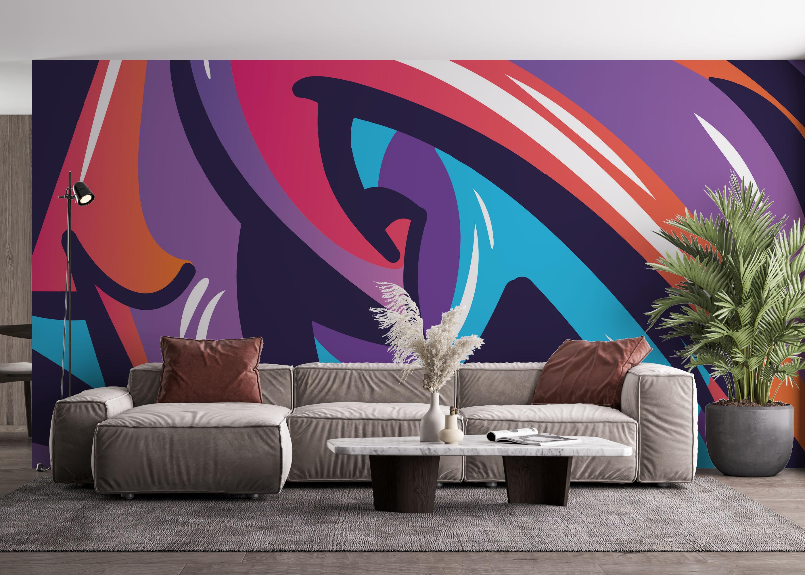 Fototapet Colorfull Graffiti mockup 4