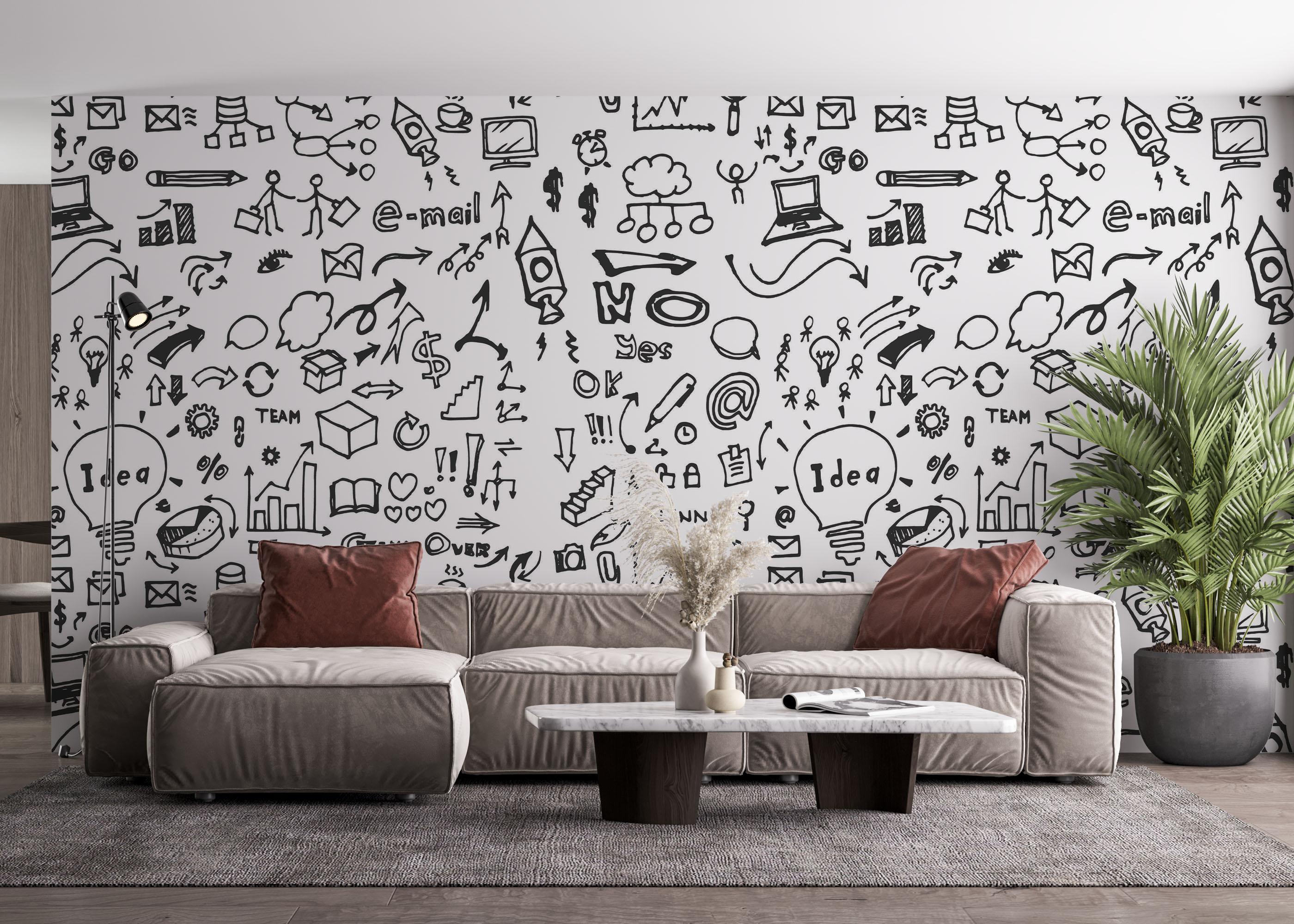 Fototapet Doodle Pattern mockup 4