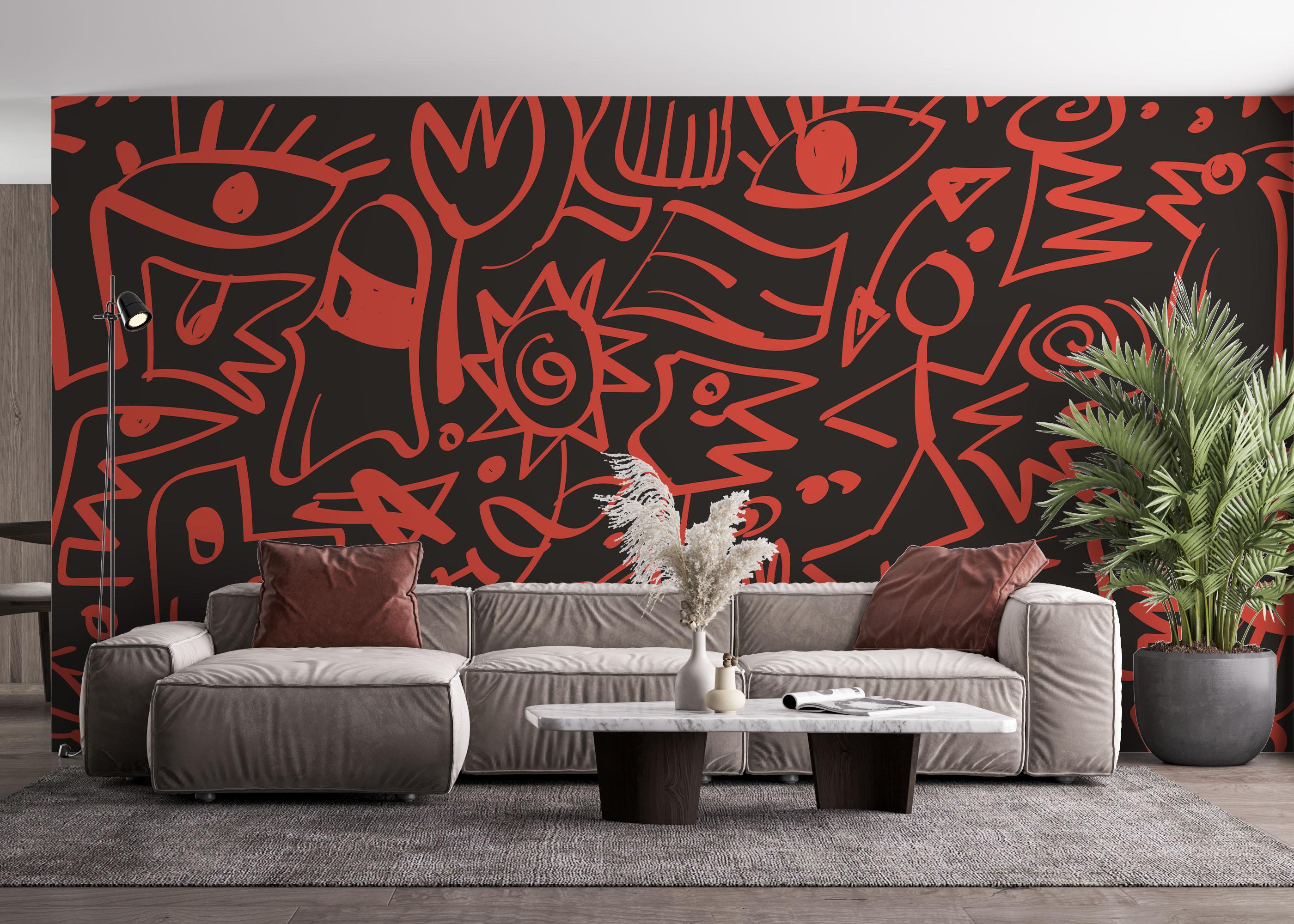 Fototapet Doodles Pattern mockup 4