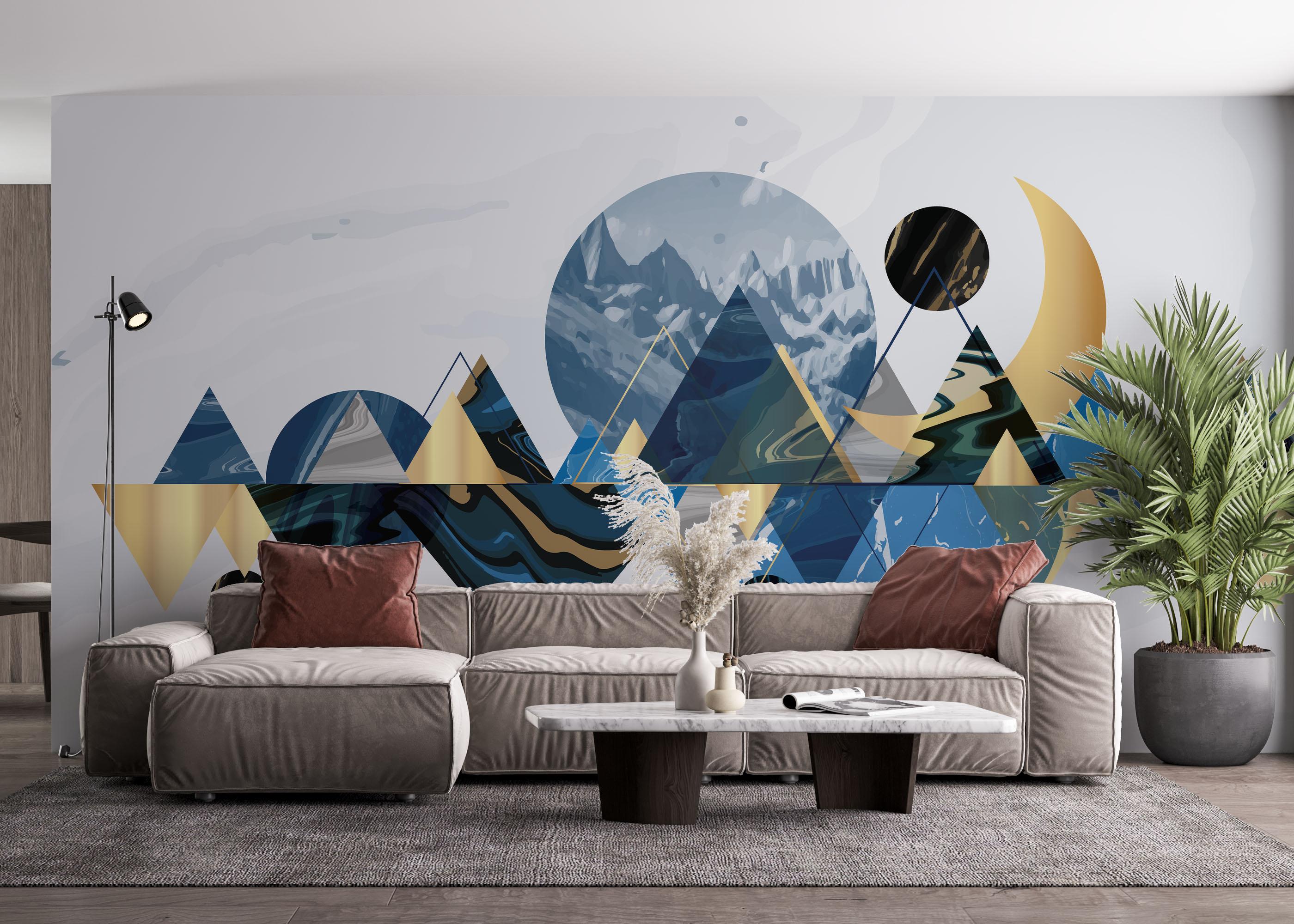 Fototapet Gold Geometric Pattern mockup 4