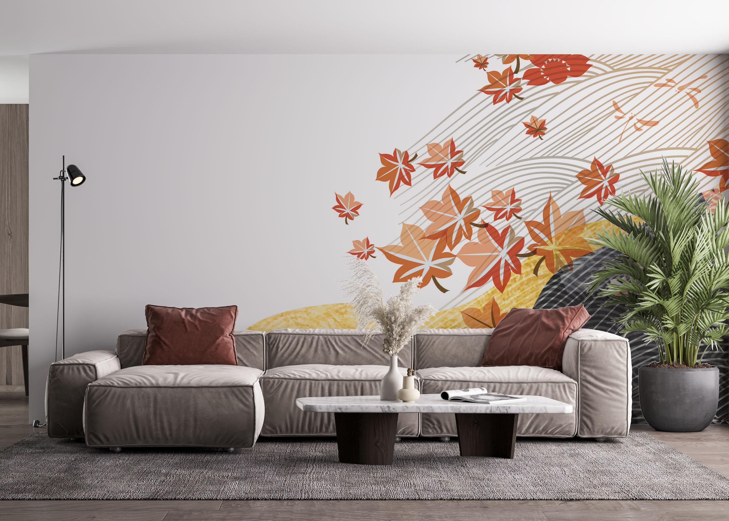 Fototapet Japanese Maple Leaf mockup 4