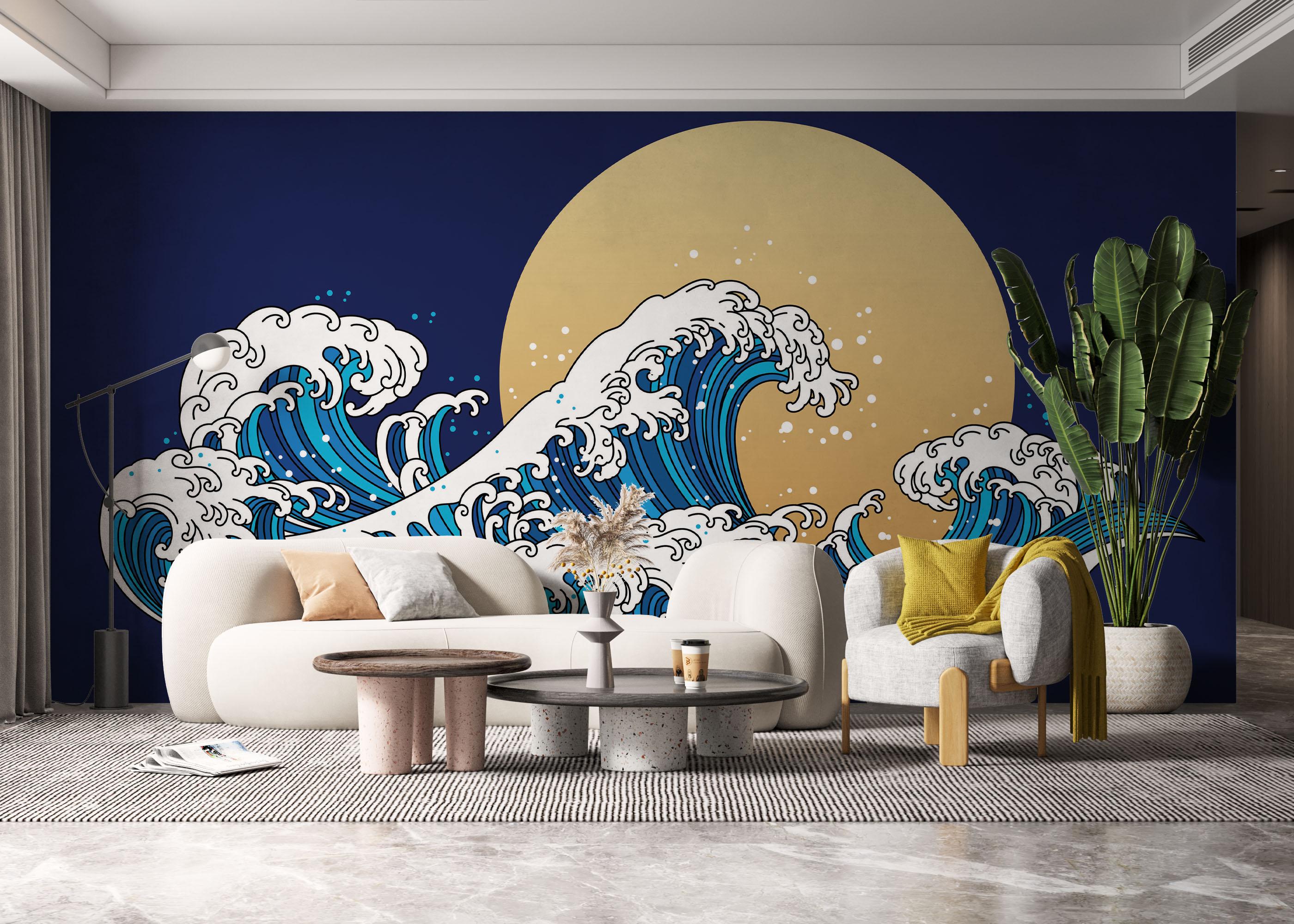 Fototapet Asiatic Waves mockup 6
