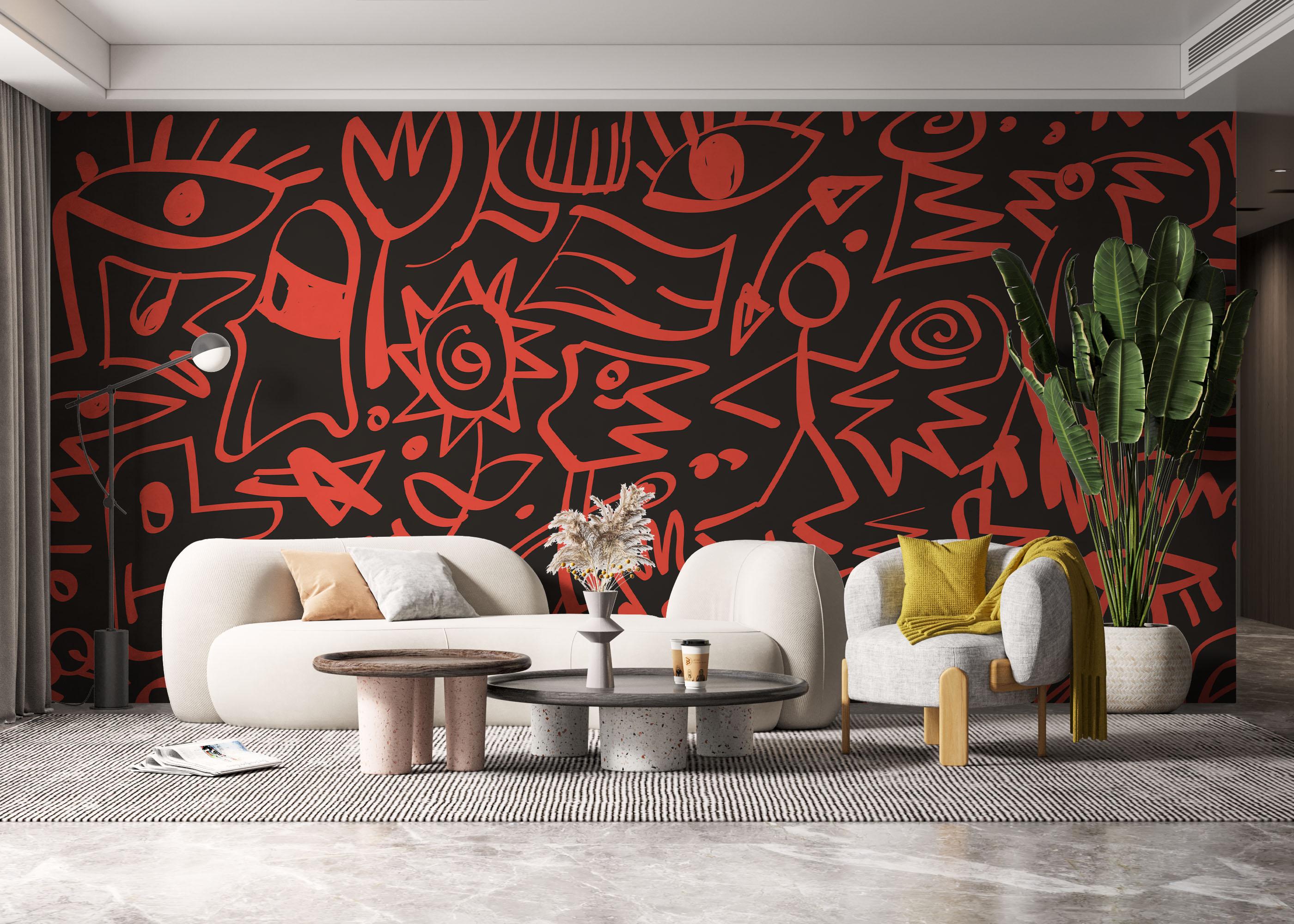 Fototapet Doodles Pattern mockup 6