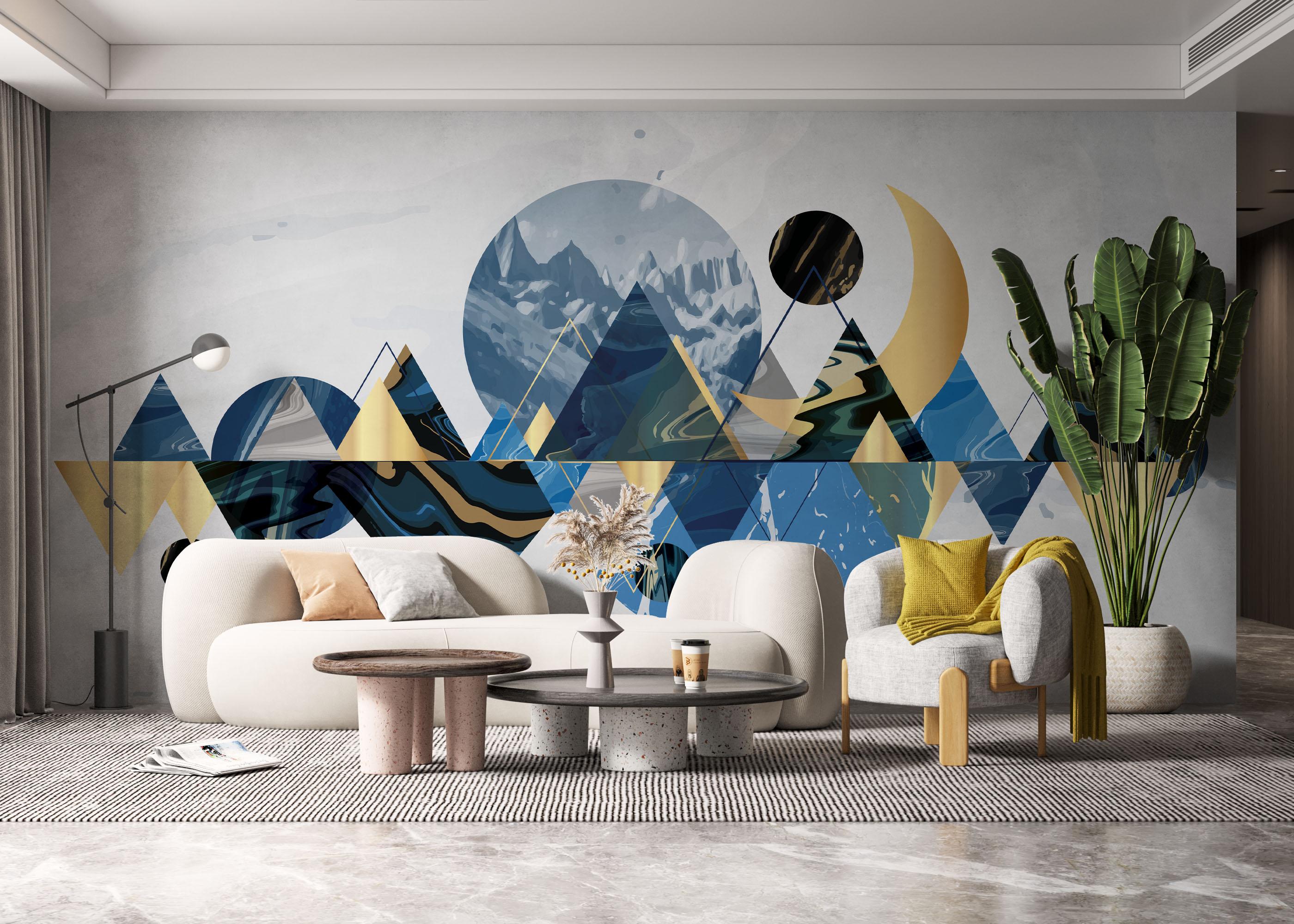 Fototapet Gold Geometric Pattern mockup 6