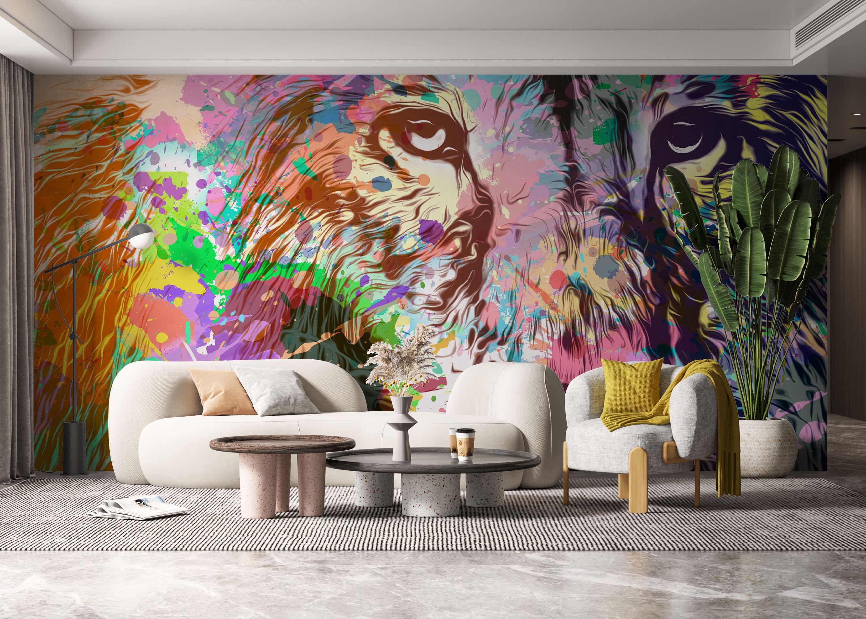 Fototapet Lion Color Powder mockup 6