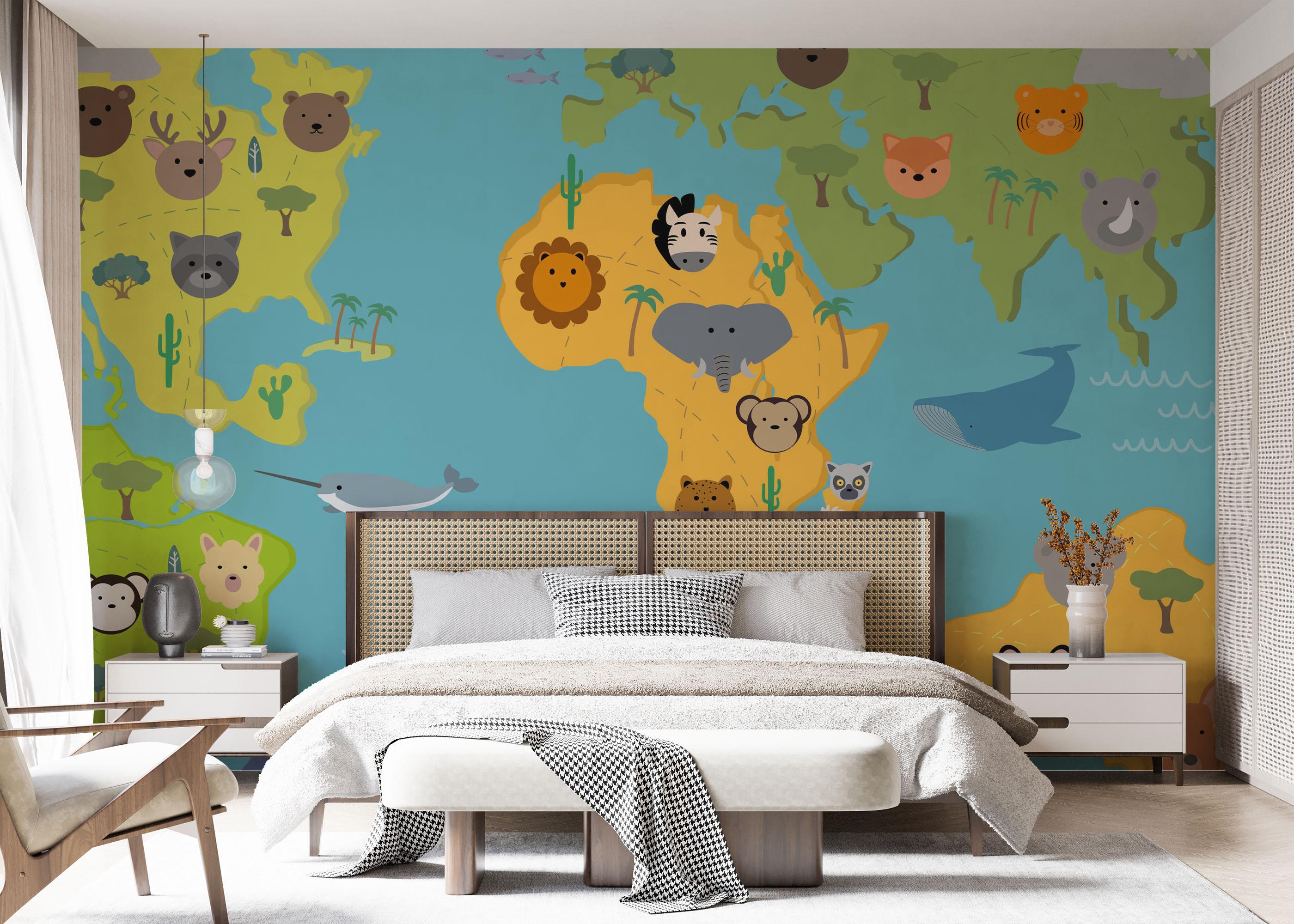 Fototapet Animals Kids Map mockup 7
