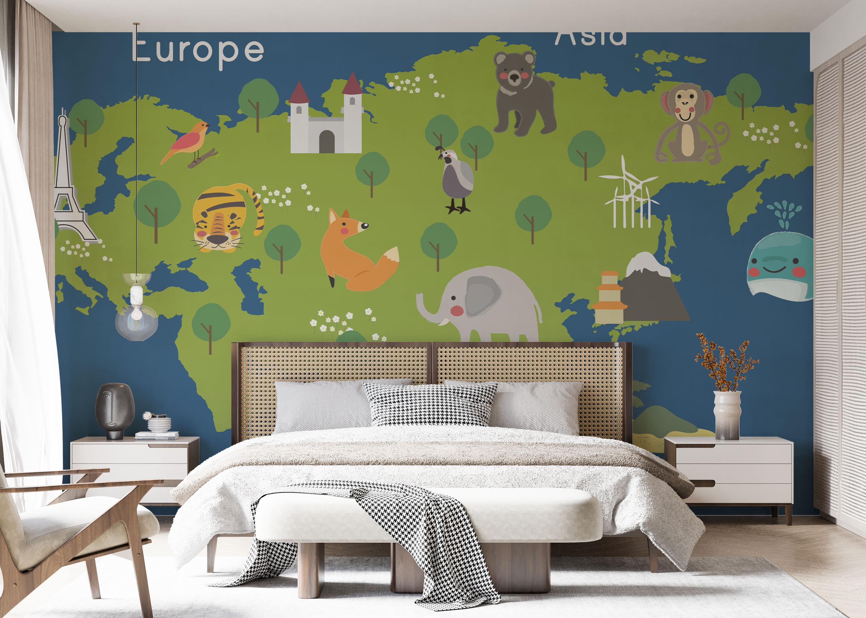 Fototapet Asia Europe Map mockup 7