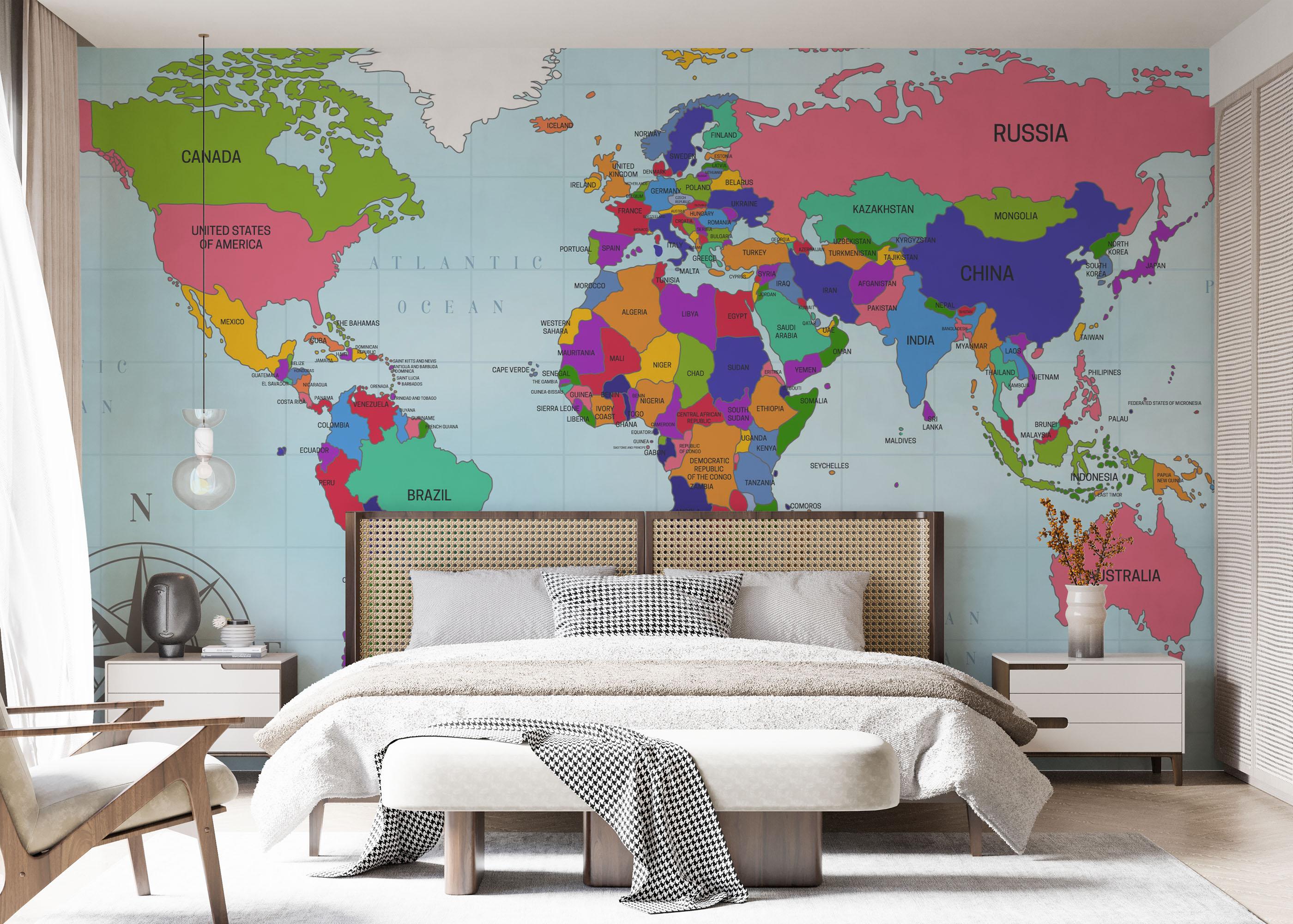 Fototapet Big World Map mockup 7
