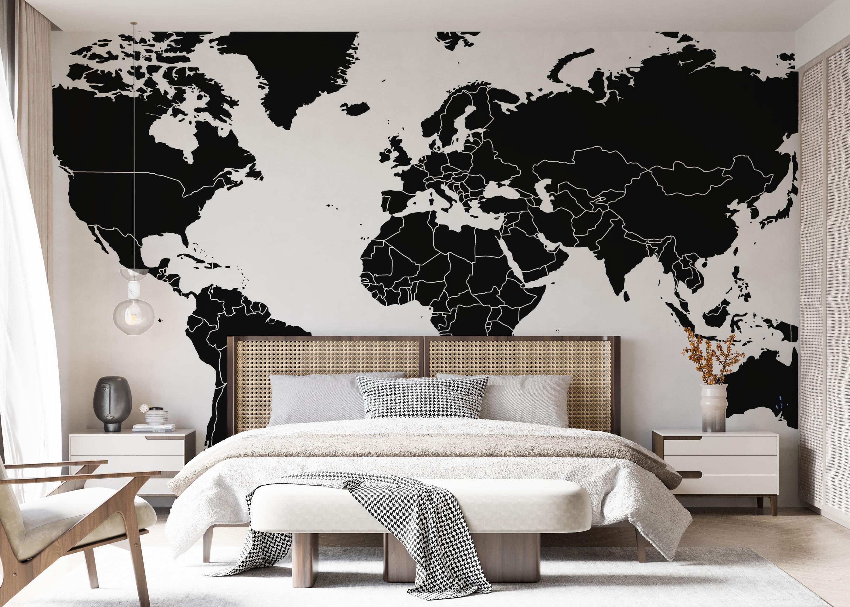 Fototapet Black World Map mockup 7