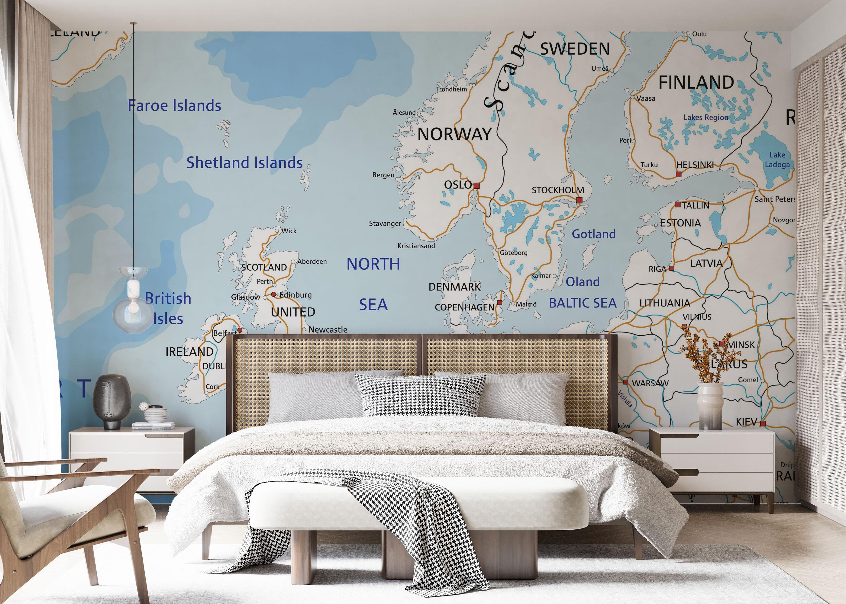 Fototapet Blue Europe Map mockup 7