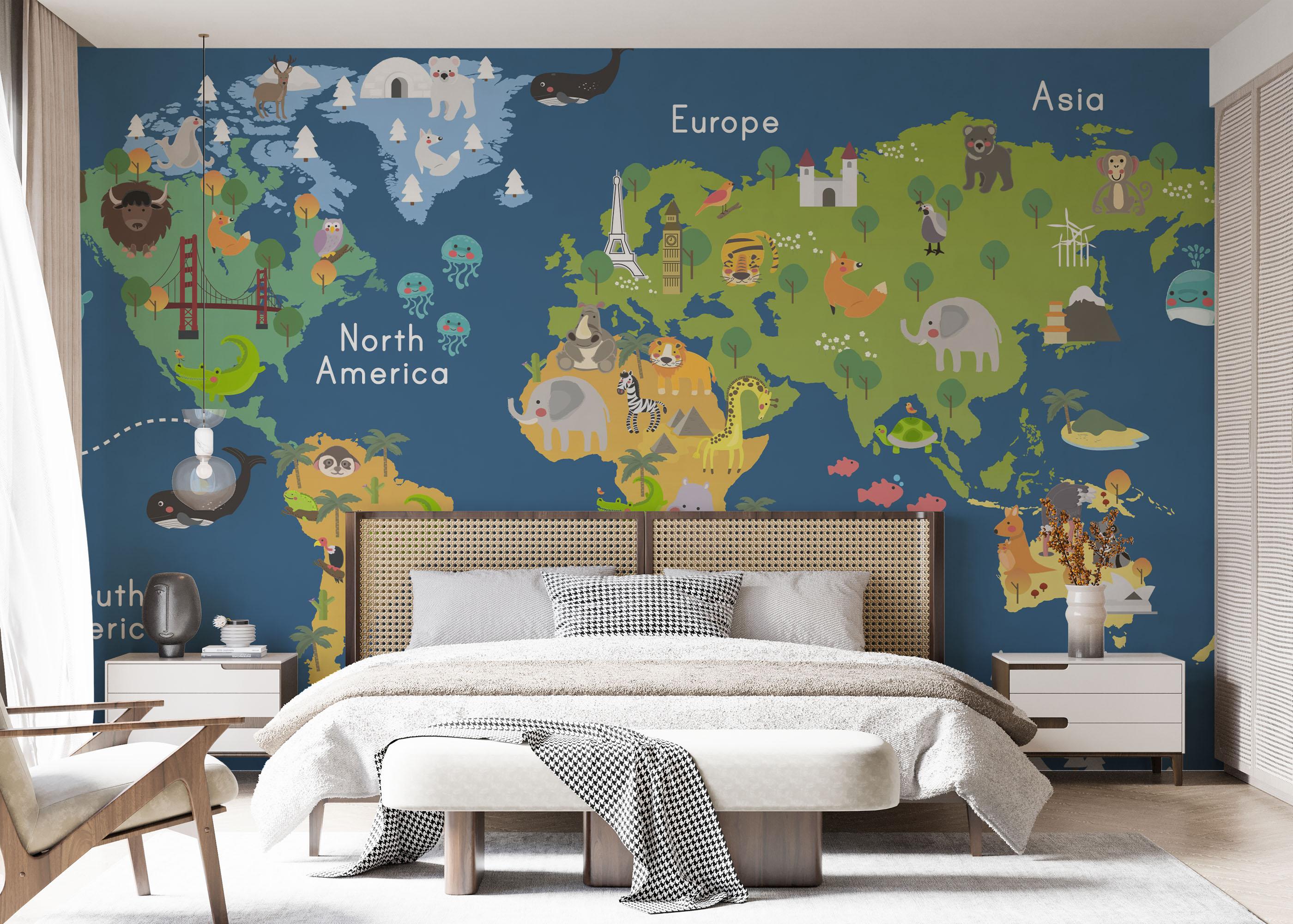 Fototapet Cute Kids Map mockup 7