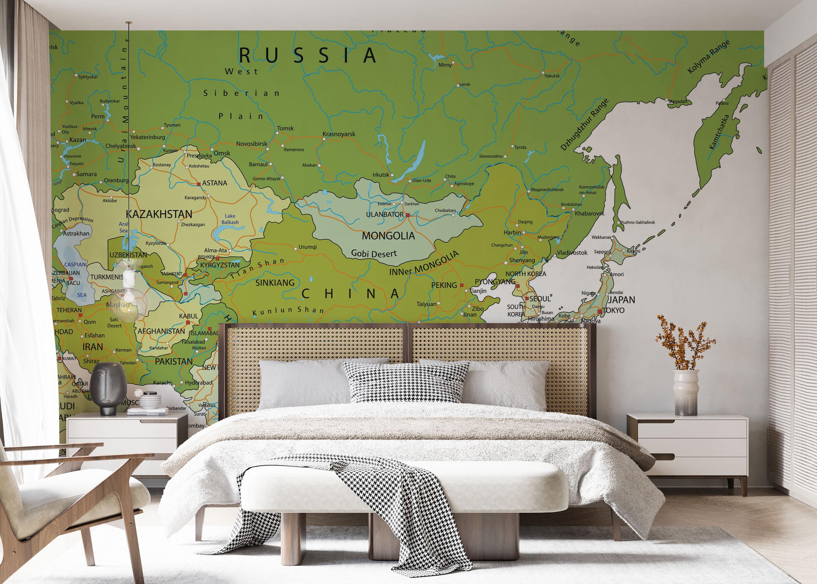 Fototapet Green Asia Map mockup 7
